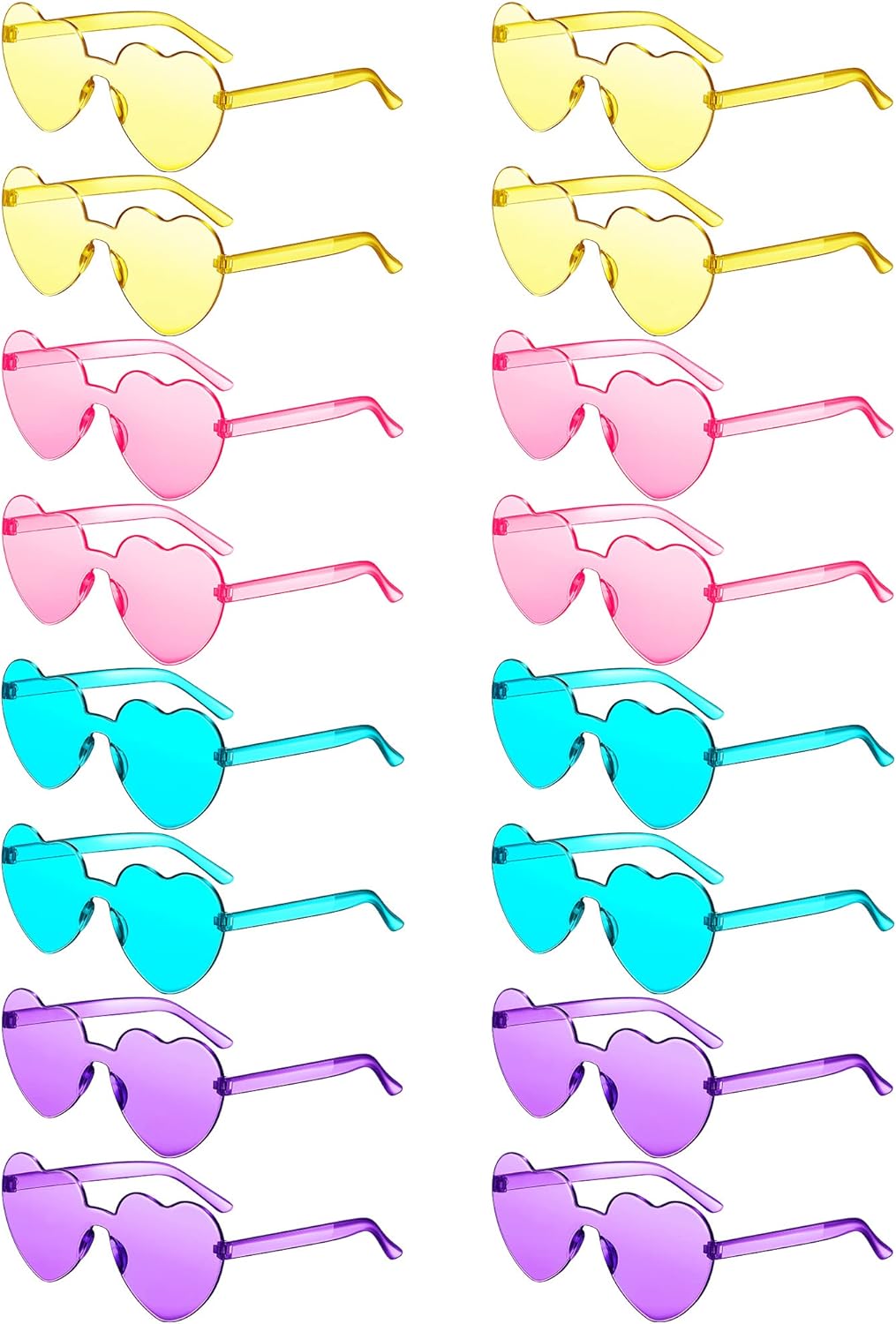 Colzzy 16 Pair Heart Shaped Sunglasses Bulk Witch Birthday Party Sunglasses Candy Color Eyewear for Party Women