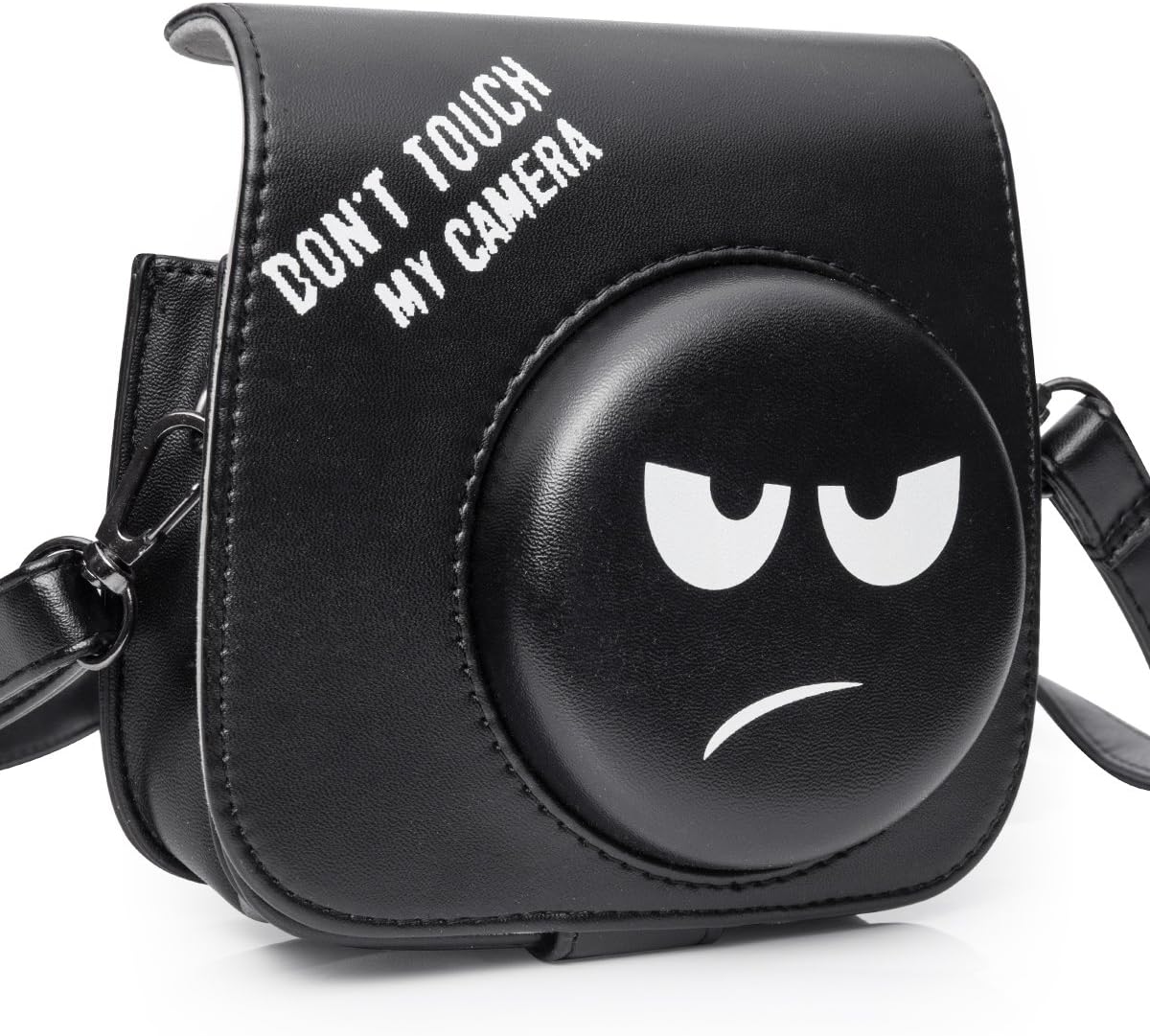 CAIUL Compatible Mini 8 Groovy Emoji Camera Case Bag for Fujifilm Instax Mini 8 8+ 9 Camera - Black, Don't Touch My Camera