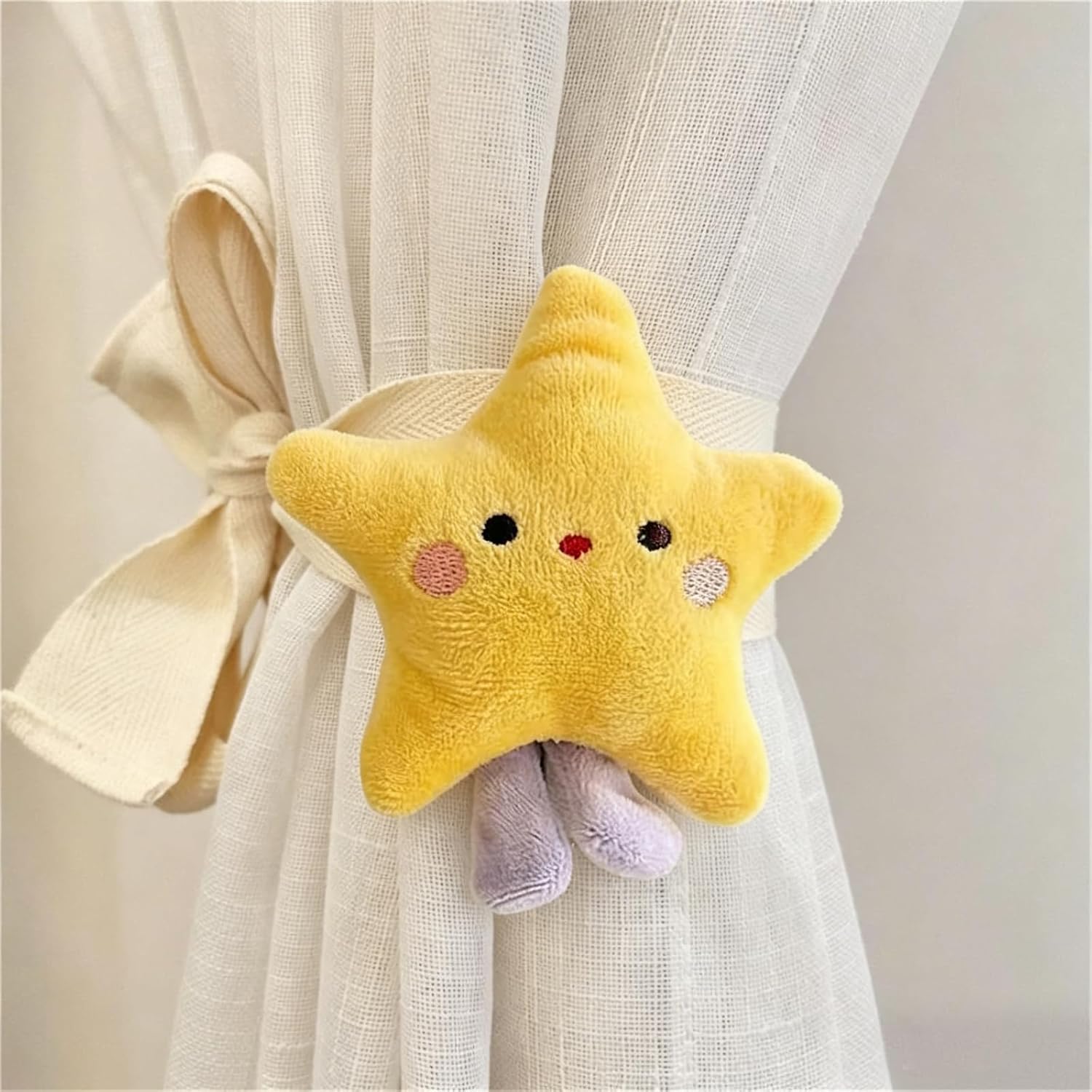 2 Pcs Star Curtain Tiebacks Cartoon Star Shape Bedroom Accessories, Curtain Holders for Nursery, Baby & Kids Room Windows Home Decor