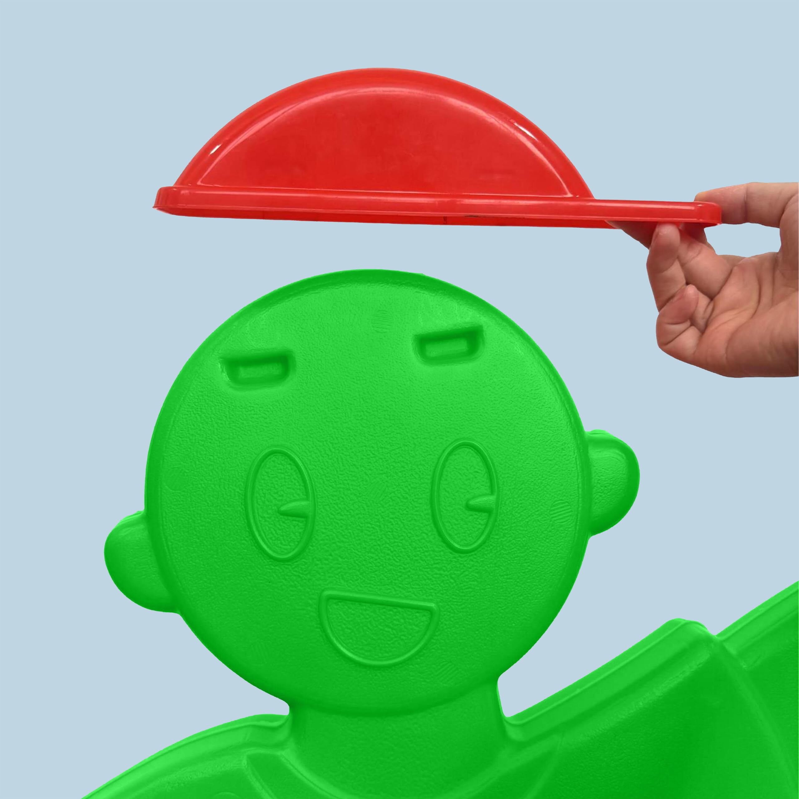 Relaxdays Figura de Aviso para niños con Bandera, Soporte Seguridad HBT: 84x52x46 cm, señal Reflectante Verde