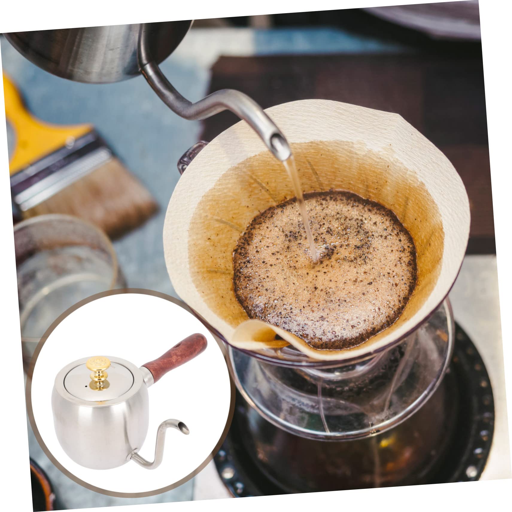 Dzbanek do kawy z drewnianym uchwytem Ekspres do kawy Espresso Japoński czajnik do herbaty Turecki dzbanek do kawy Kwitnący ekspres do herbaty Metalowy dzbanek do kawy Dzbanek do herbaty Czajnik do
