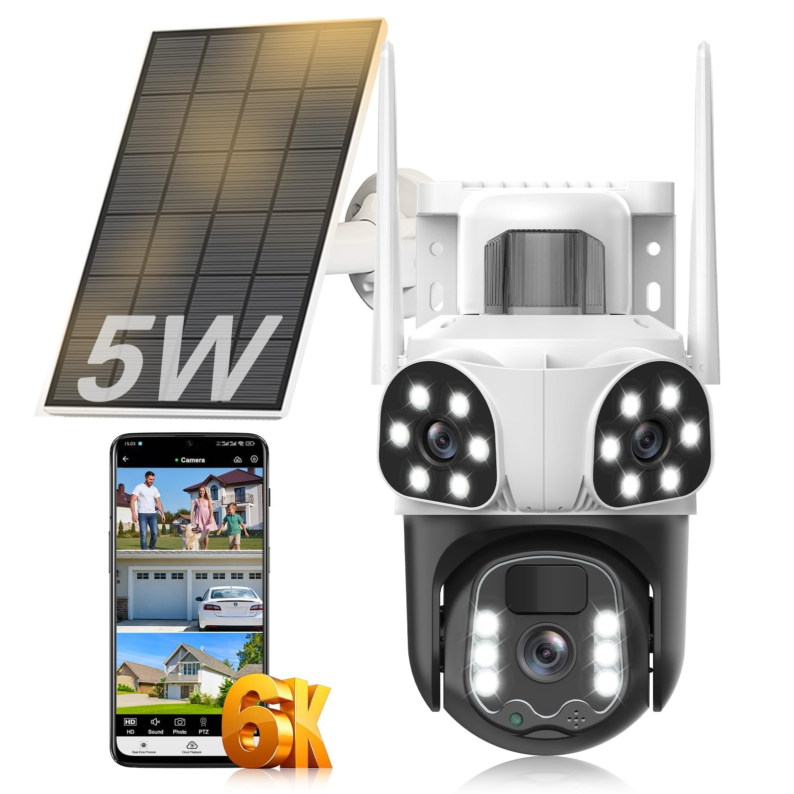 Telecamera di sorveglianza WiFi esterna senza fili,Telecamera solare