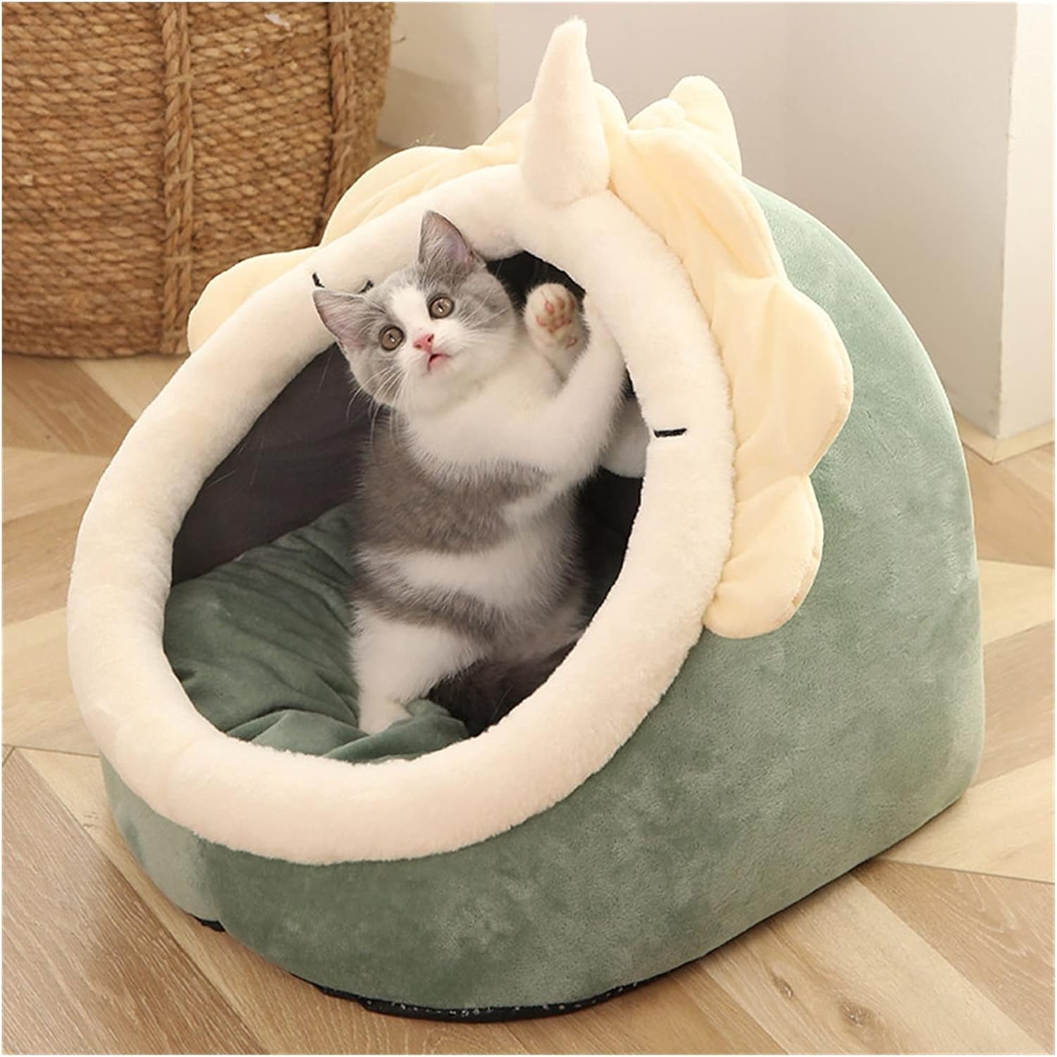 Dogs and Cats Pet pad Sweet Cat Bed Warm Pet Basket Cozy Kitten Lounger Cushion Cat House Tent Very Soft Small Dog Mat Bag for Washable Cave Cats Beds Pet Bed ( Color : D , Size : M (40X40X32cm) )