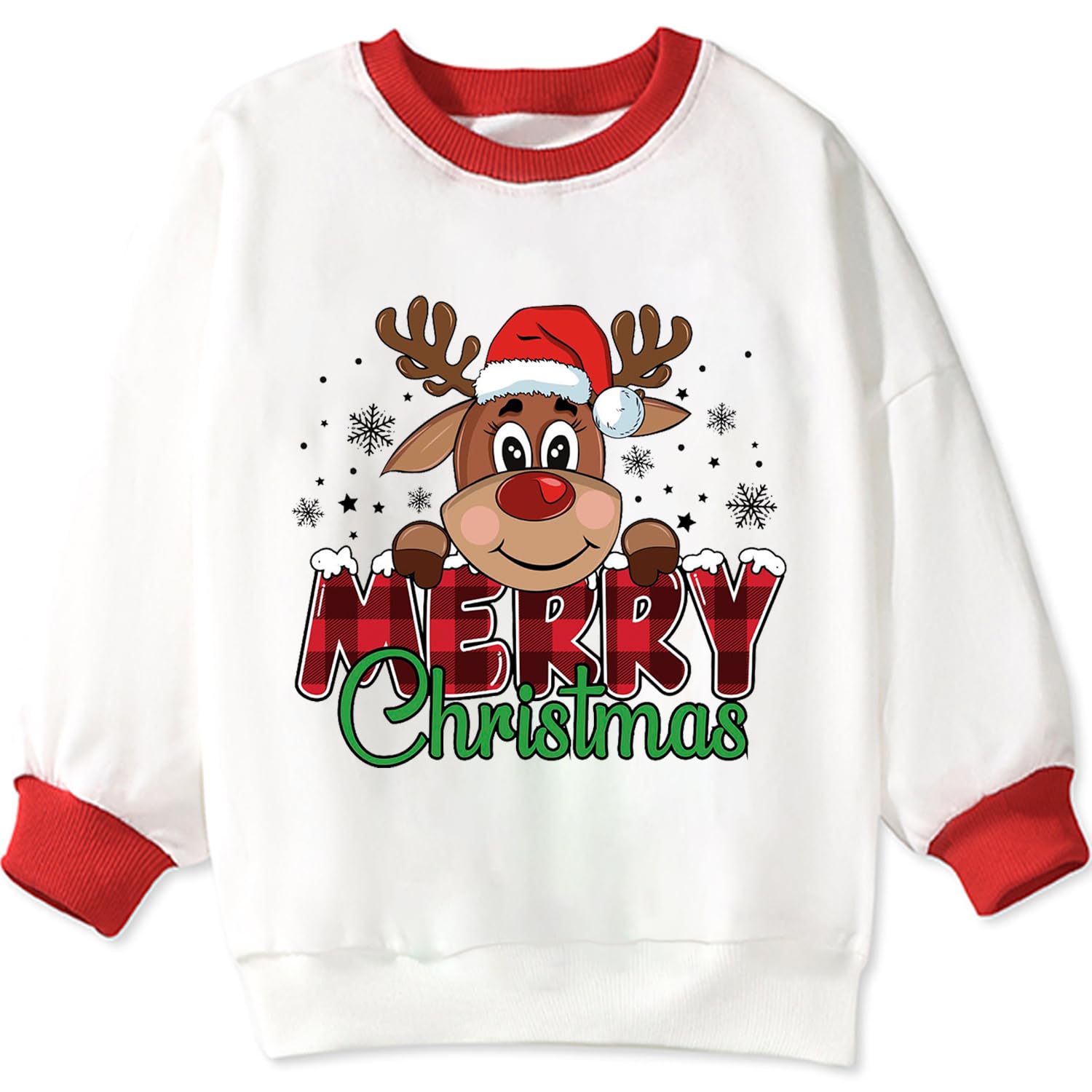Toddler Boys Girls Christmas Sweatshirt Ugly Sweater Kids Reindeer Pullover Long Sleeve Unisex Xmas Shirt Tops 1-7T