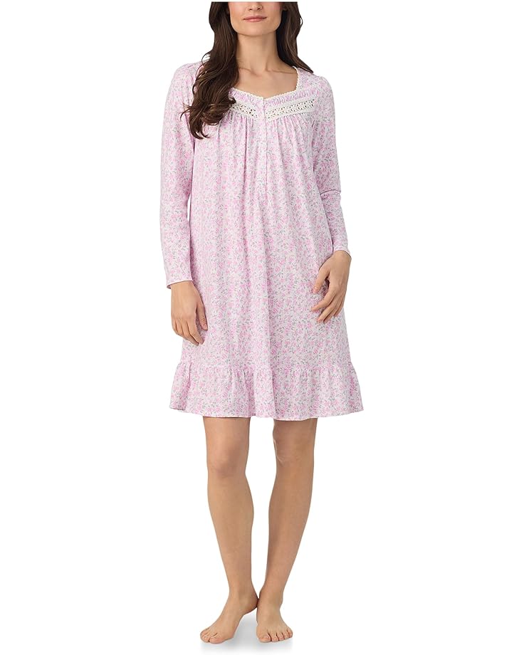 Eileen West Cotton Knit Long Sleeve Short Nightgown - Main View