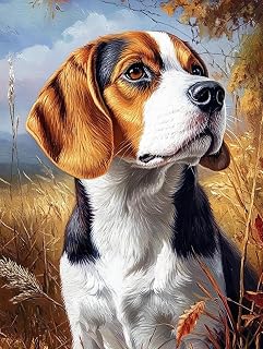 5D Brown Beagle Diamond Art 12x16 Inch Full Drill Diamond Painting Kits for Adults & Beginners - DIY Art Crafts for Relaxation and Home Wall Decor 456A
