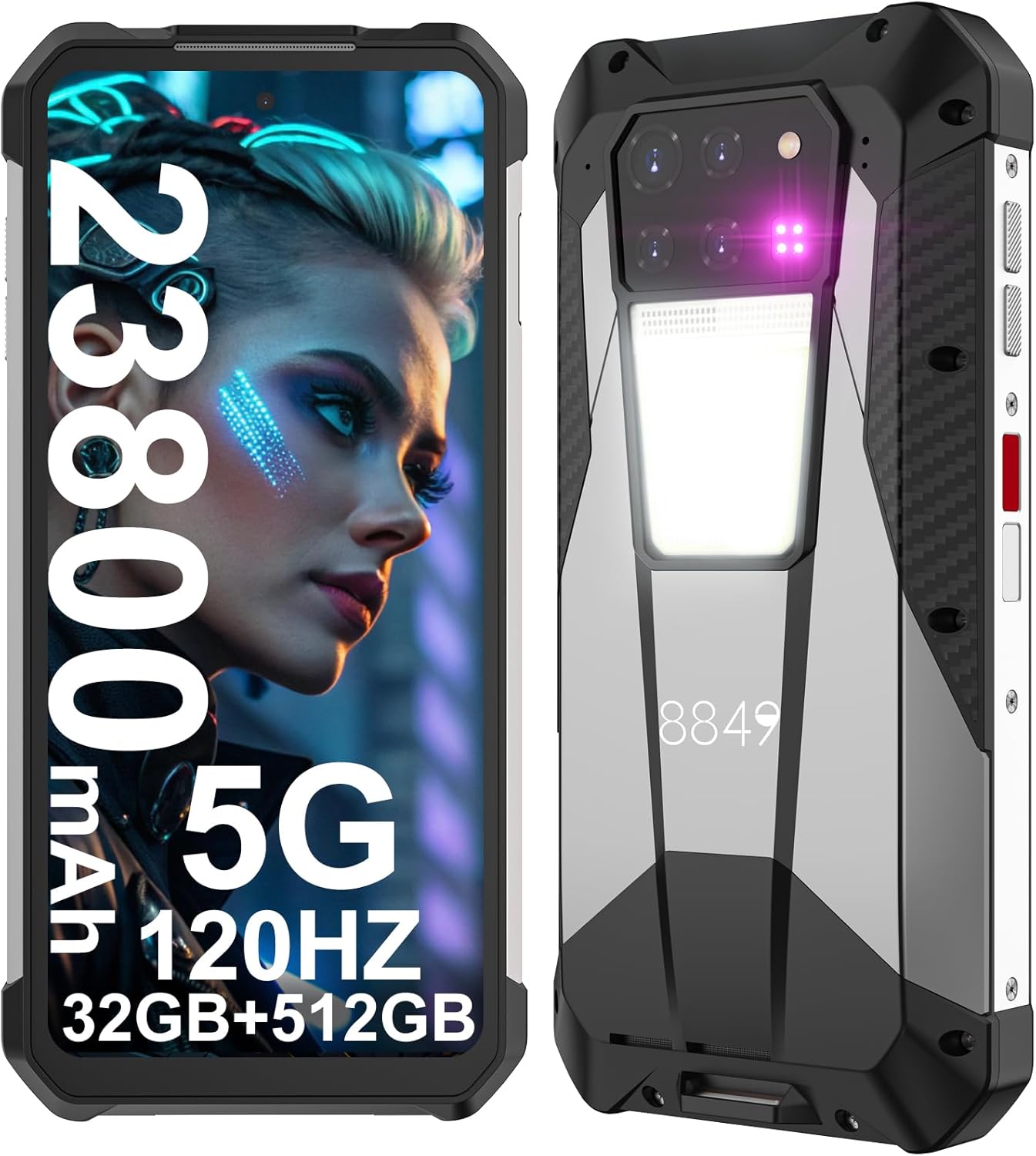 8849 Tank 3 Rugged Smartphone, 23800mAh 5G Outdoor Rugged Cell Phone Unlocked, 32GB RAM+512GB ROM, 6.79″ Waterproof Android 13 Mobile Phones, 200MP Main Camera/OTG/GPS(Support T-Mobile & Verizon Only) 8849 Tank 3 Rugged Smartphone, 23800mAh 5G Outdoor Rugged Cell Phone Unlocked, 32GB RAM+512GB ROM, 6.79″ Waterproof Android 13 Mobile Phones, 200MP Main Camera/OTG/GPS(Support T-Mobile & Verizon Only)