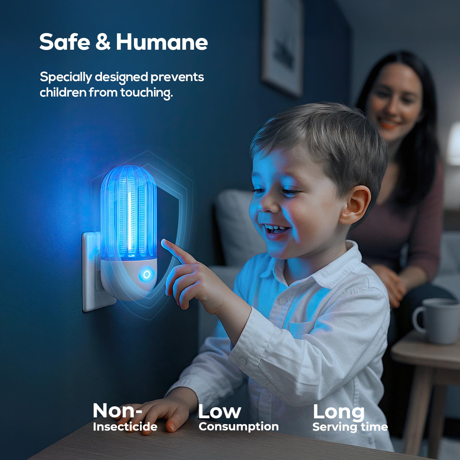 Antizanzare da Presa, Lampada Elettrica per Zanzare, Confezione da 2 Dissuasori Elettrici per Insetti con Luce UV – Lampada Antizanzare per Zanzare, Mosche e Falene
