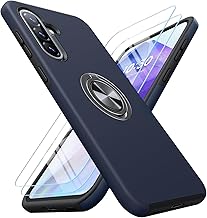 AOUIA for Samsung A36 Case with 2 Screen Protectors, 3-in-1 Set Cover, 360°Rotating Ring Stand, Anti-Scratch, Military Protection, Shockproof Phone Case for Samsung Galaxy A36, Navy Blue