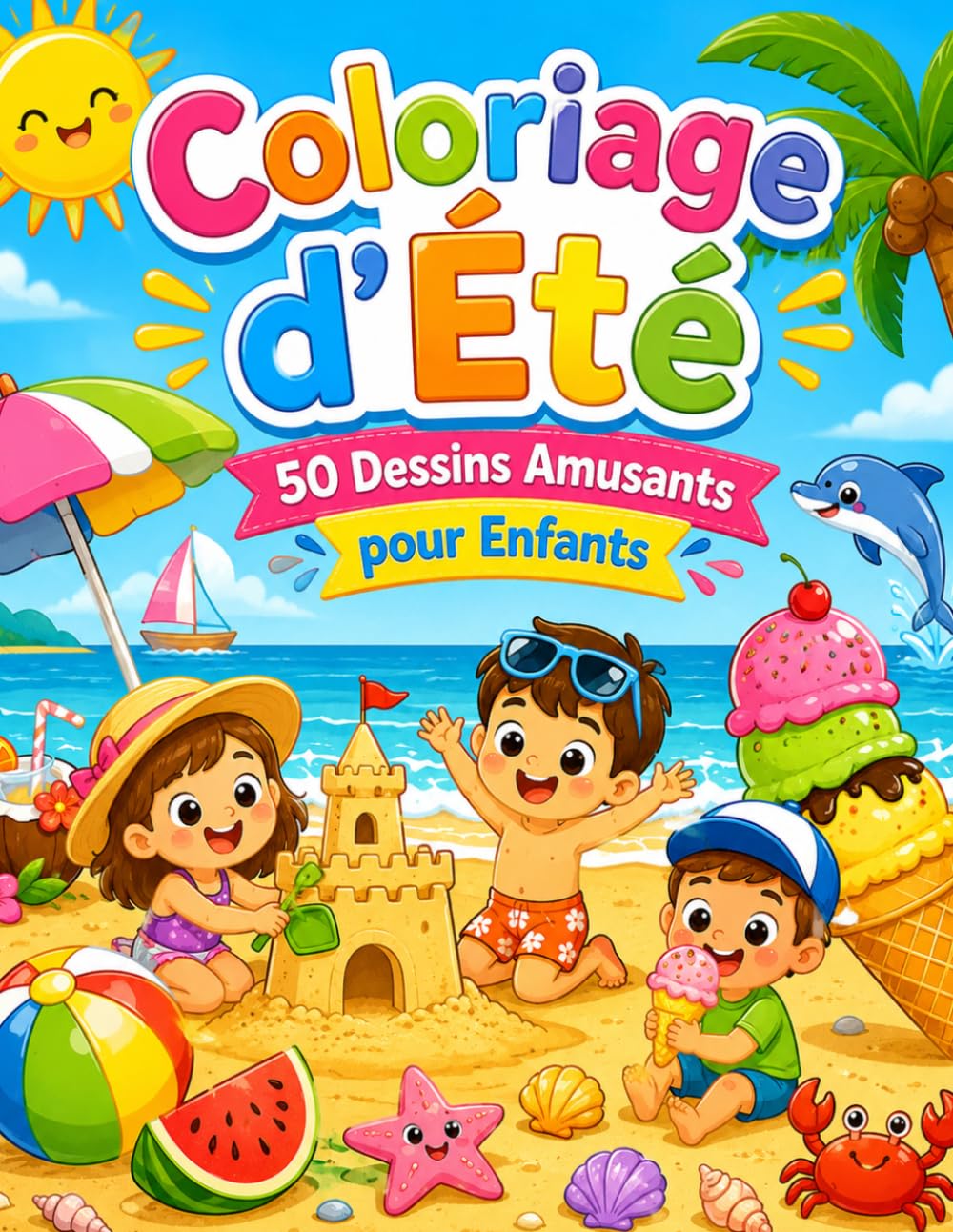 Coloriage d'Été: 50 Dessins Amusants pour Enfants