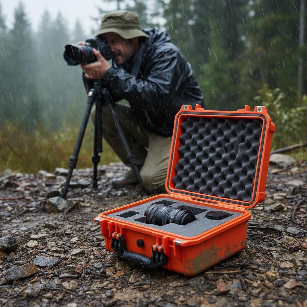 MEIJIA Portable All Weather IP67 Waterproof Protective Case,Hard Camera Case,Dry Case with Customizable Foam,Fit Use Of Drones,Camera,Equipments,10.62 x9.68x4.87inches