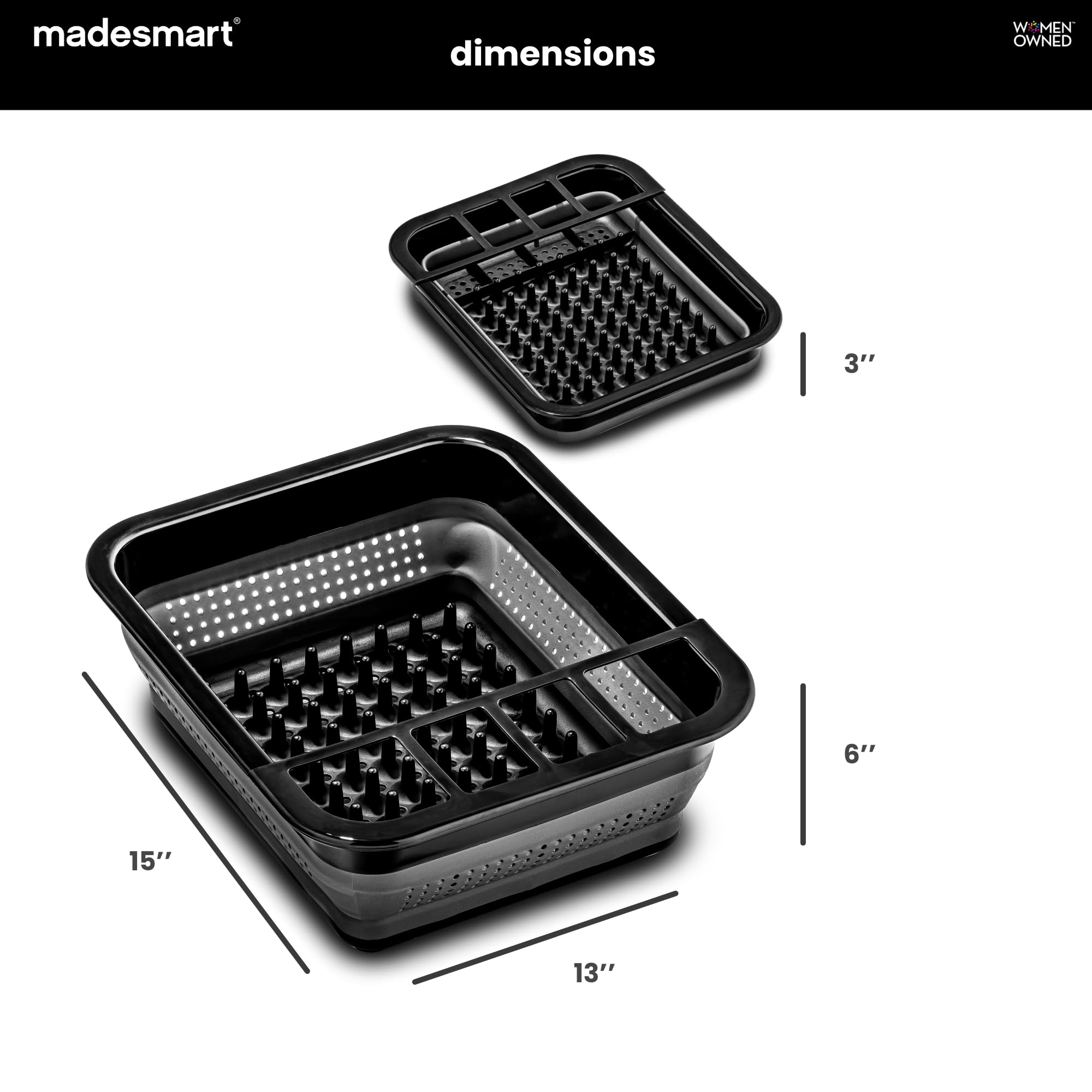 madesmart Escurridor Plegable para Platos, Carbono/Carbono