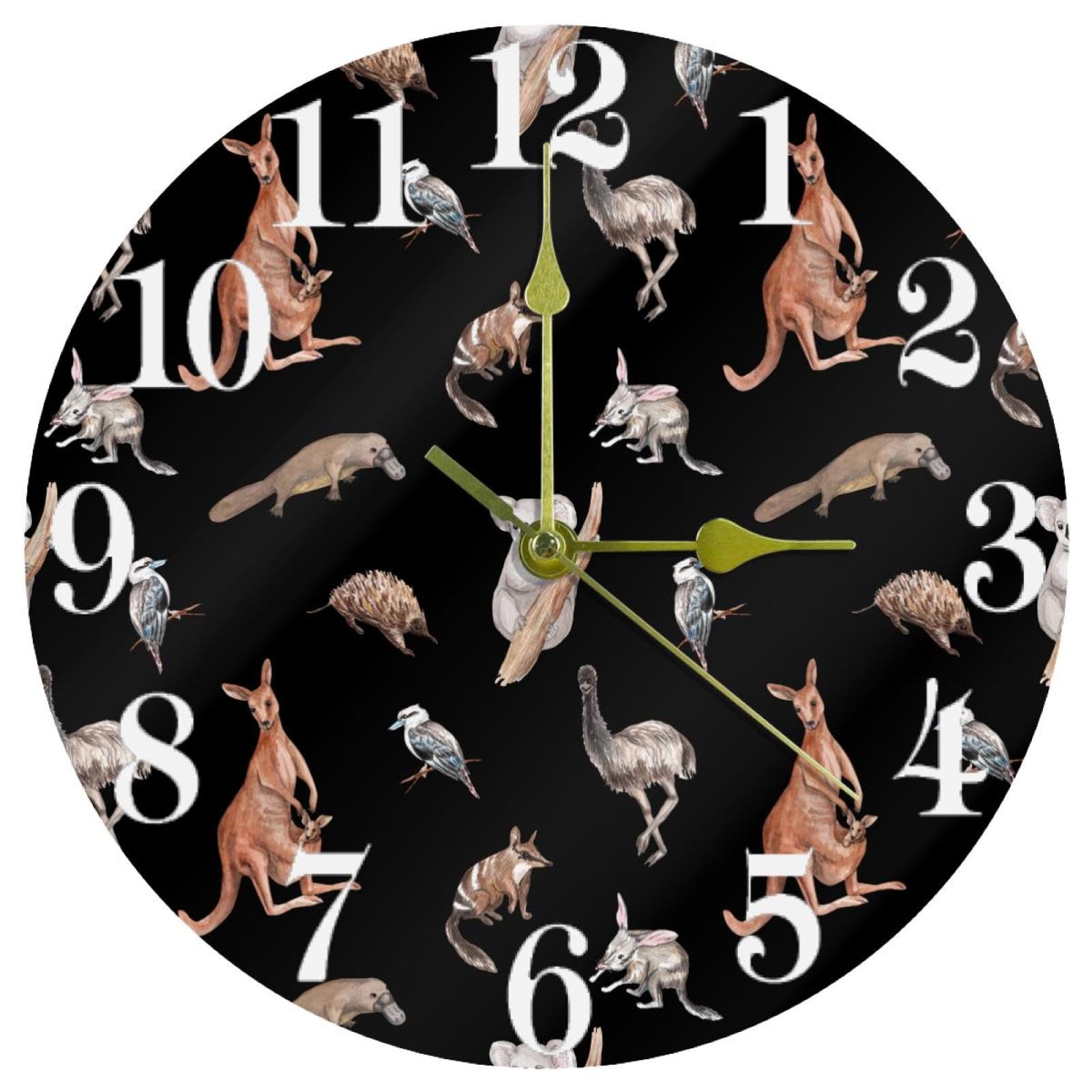 Horloge kangourou silencieuse pour déco de cuisine ou bureau