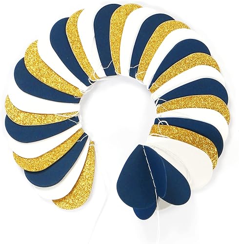 Miniatura 3 de Guirnalda de corazón 3D de oro blanco azul marino  Decoración colgante de graduación de 39 pies, pancarta de serpentinas para novia, cumpleaños,