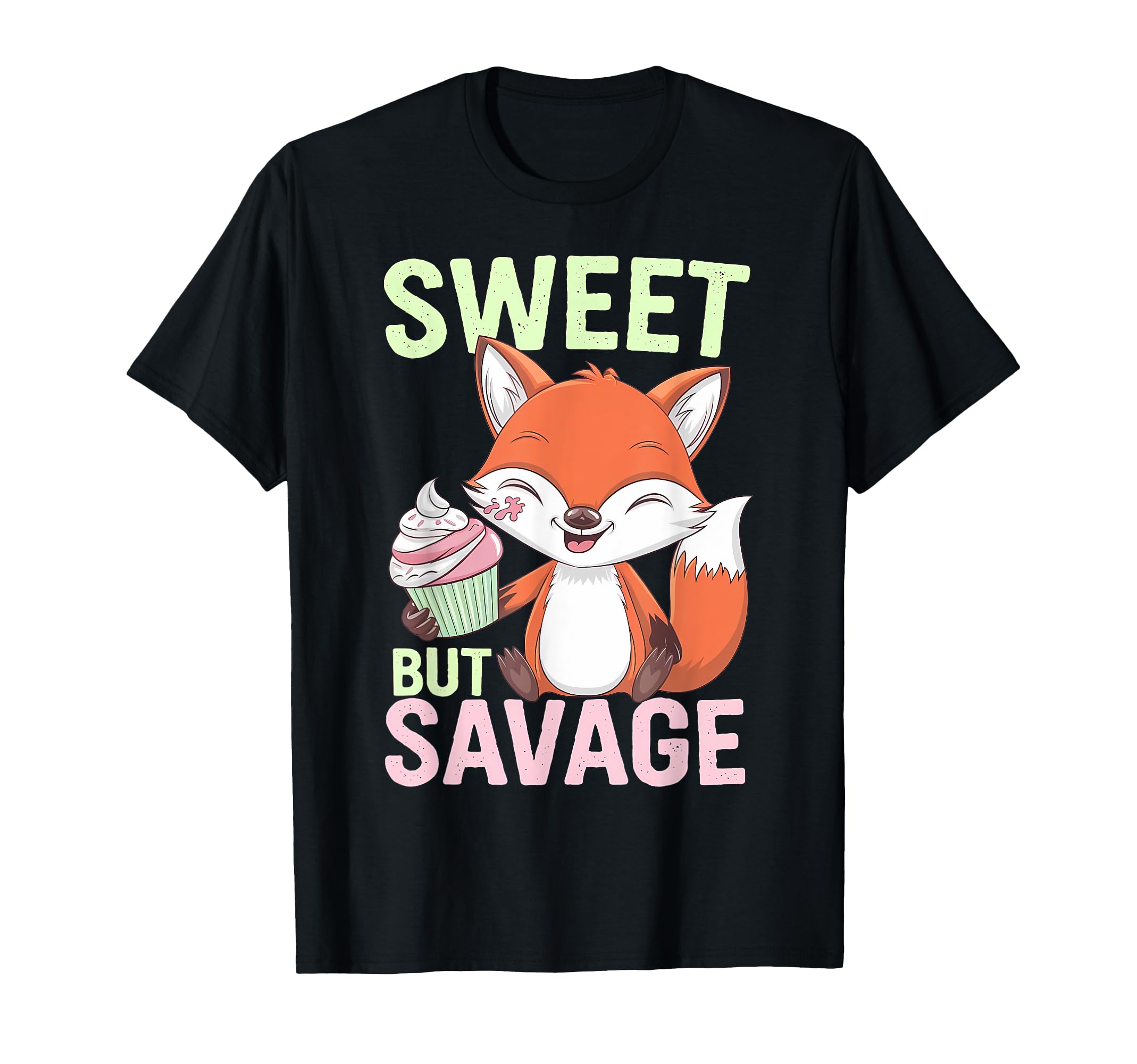 Sweet But Savage Feral Humor Fox Cupcake TeesSweet But Savage Feral Funny Cute Kawaii Fox Cupcake Lovers T-Shirt