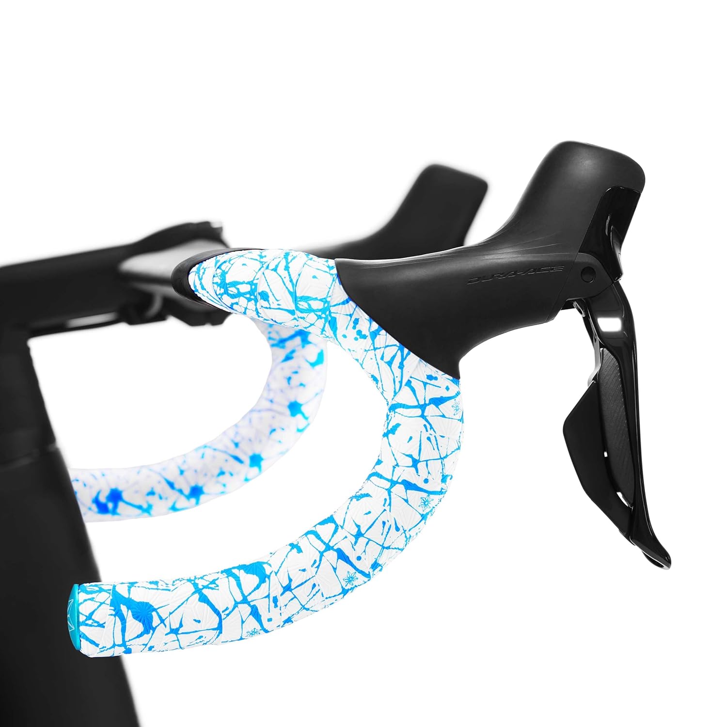 Supacaz Super Sticky Kush White Bar Tape Neon Blue Splat - Cycling Road Bike Handlebar Grip Tape Wrap
