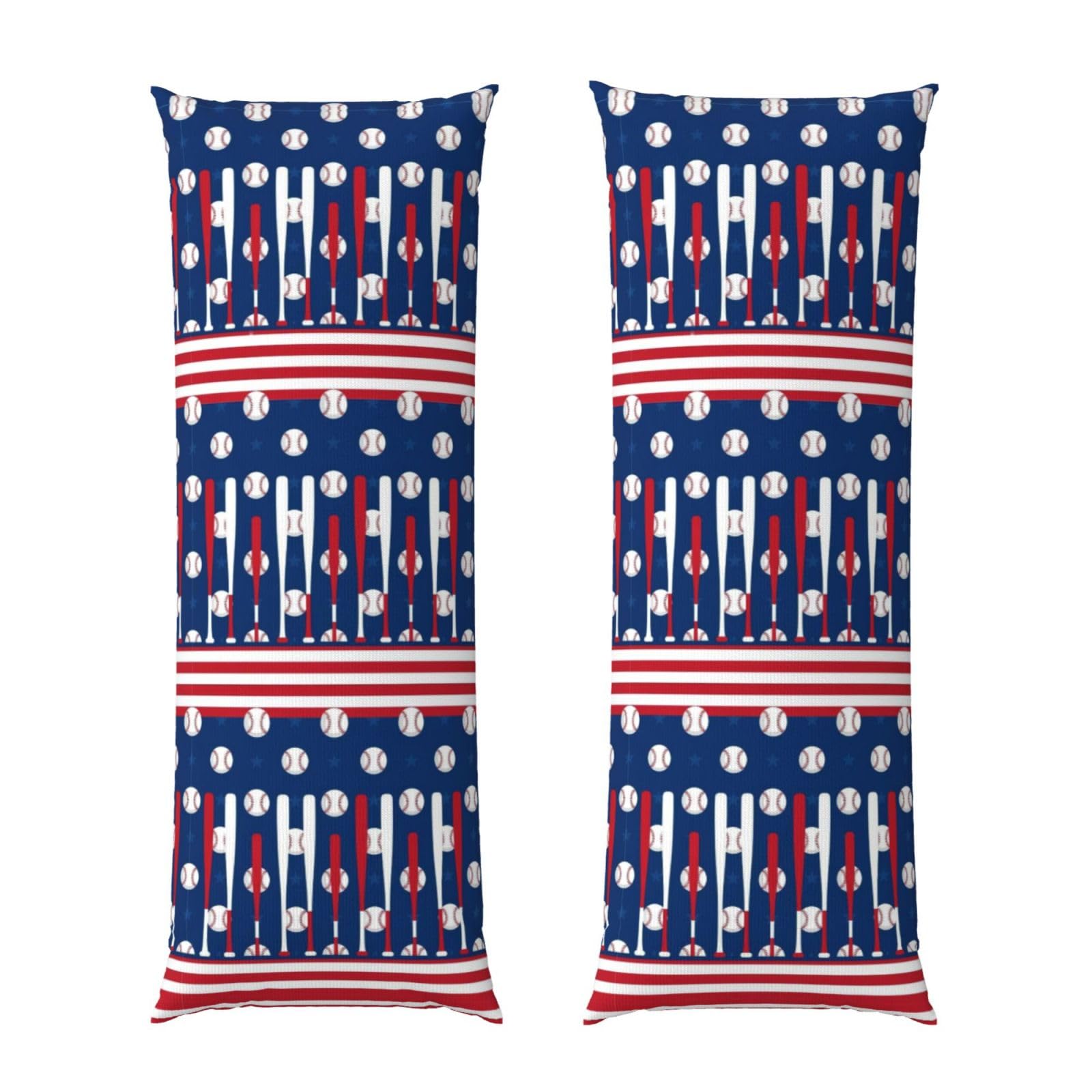 Body Pillowcase 20x54, Baseball Sport American Flag, Plush Velvet Pillow Cover with Zipper, Cozyffy Rectangular Cushion Case for Couch Bed Home Hotel
