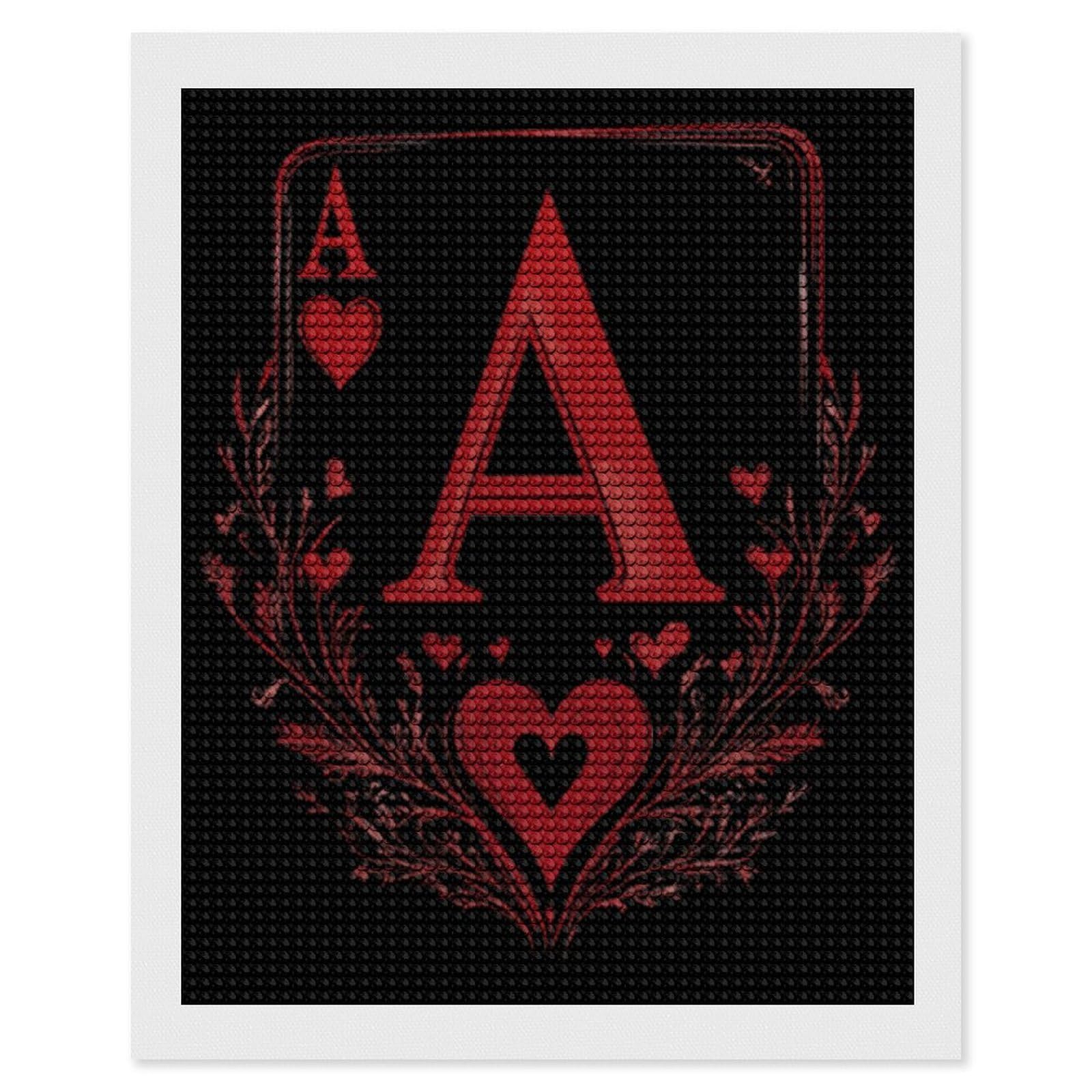 Nclqvjxzkhw Style A Red Heart Poker Diamond Art Painting For Adult Round Diamonds Pictures Arts Crafts Home Wall Decor 16"X20"