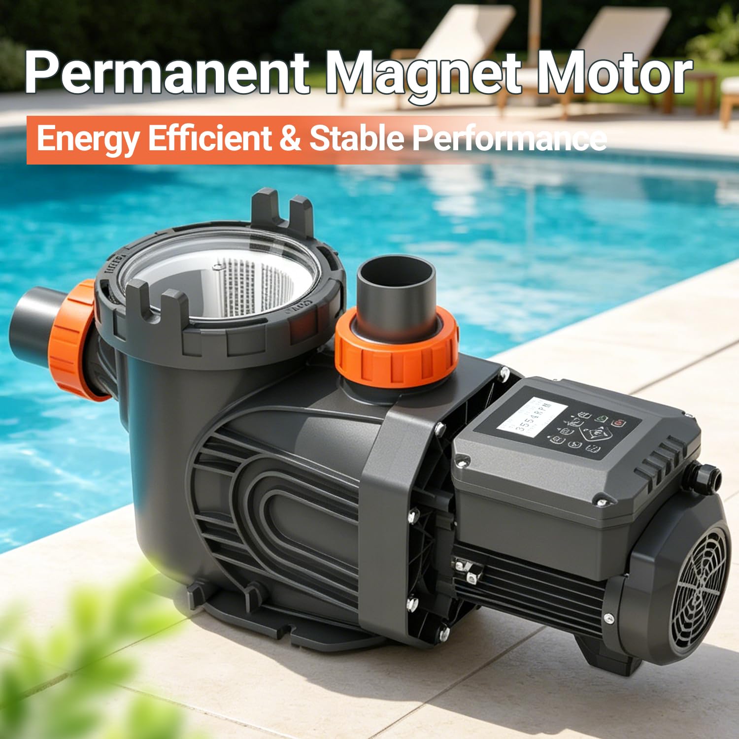 Bomba de piscina de velocidad variable de 2.5 HP para piscinas en tierra y sobre el suelo, 220 V