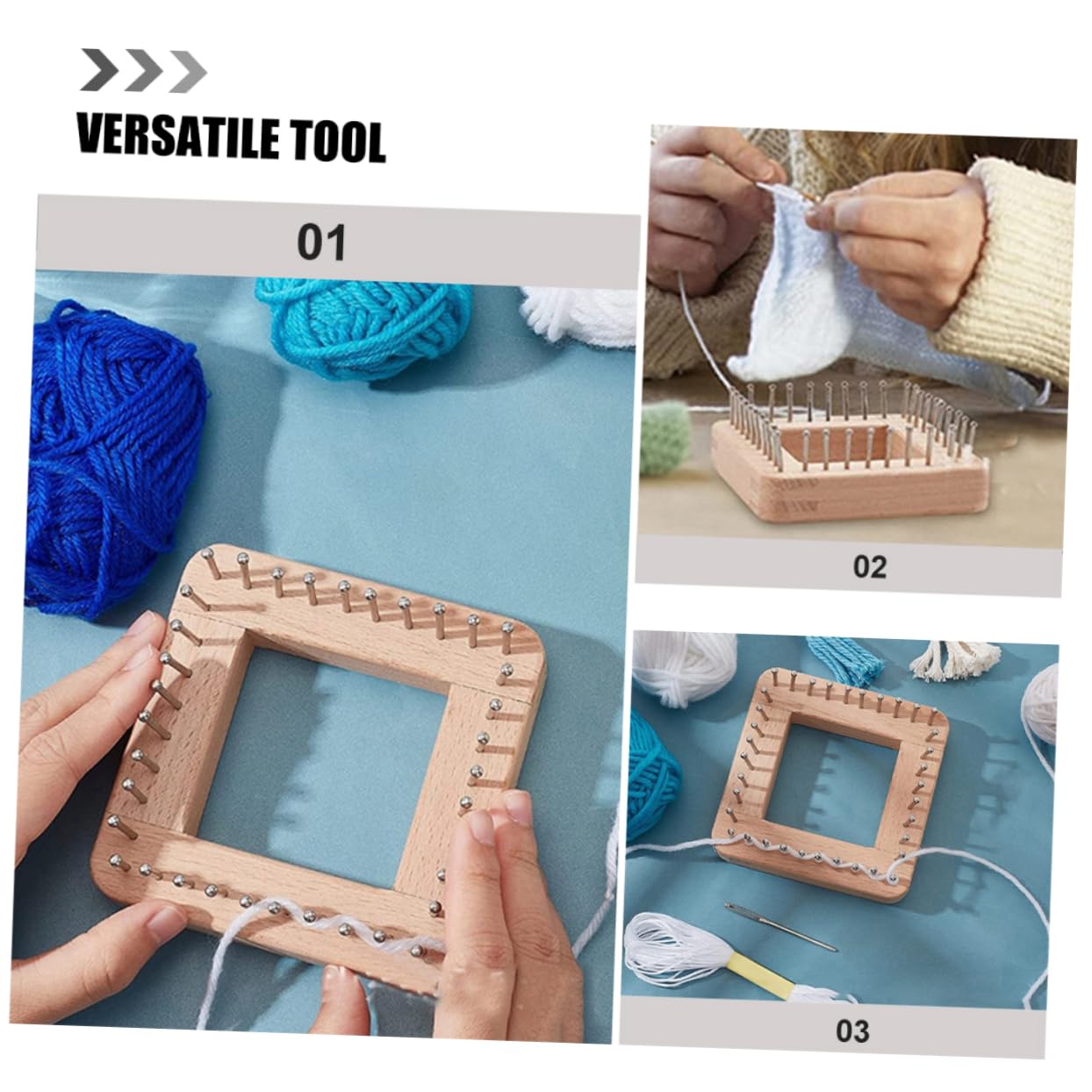 NUOBESTY Wooden Knitting Loom 3.94X3.94 Inch Braider for Hat Scarf DIY Hand Knitting Tool Suitable for Beginners and Professionals - Image 4