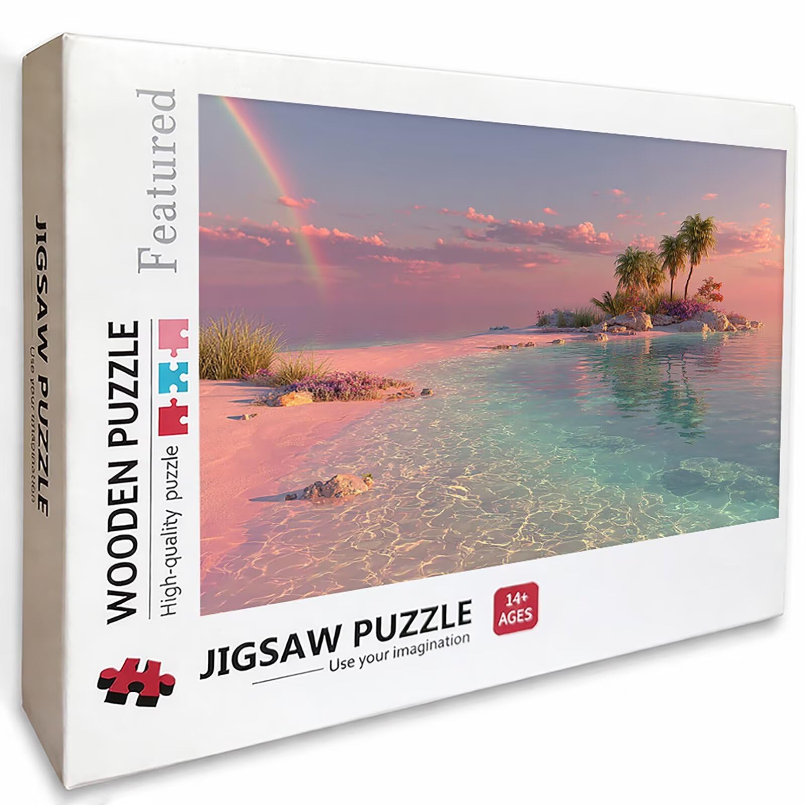 Różowe drewniane puzzle, widok na morze Puzzle 6000 sztuk dla dorosłych z kompaktowym pudełkiem 179x105cm, wyzwanie puzzle, DIY kreatywne gry logiczne dla mężczyzn kobiet, letnia dekoracja, P-4669