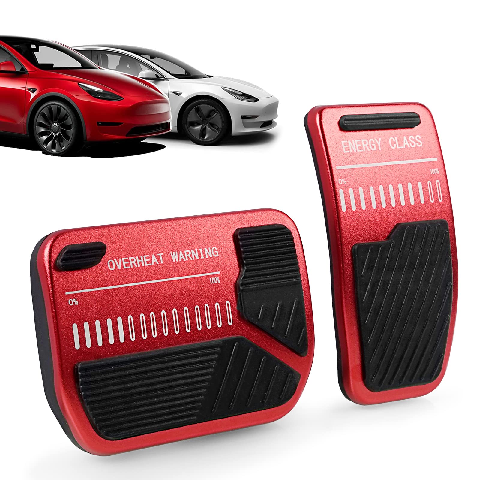Photo 1 of ONKENTET 2PCS Foot Pedals Pads Set Compatible with Tesla Model 3 / Y 2017-2023 Upgrade Performance Pedal Accessories Aluminum Alloy Non-Slip Brake Cover Accelerator Modification Interior (Red)