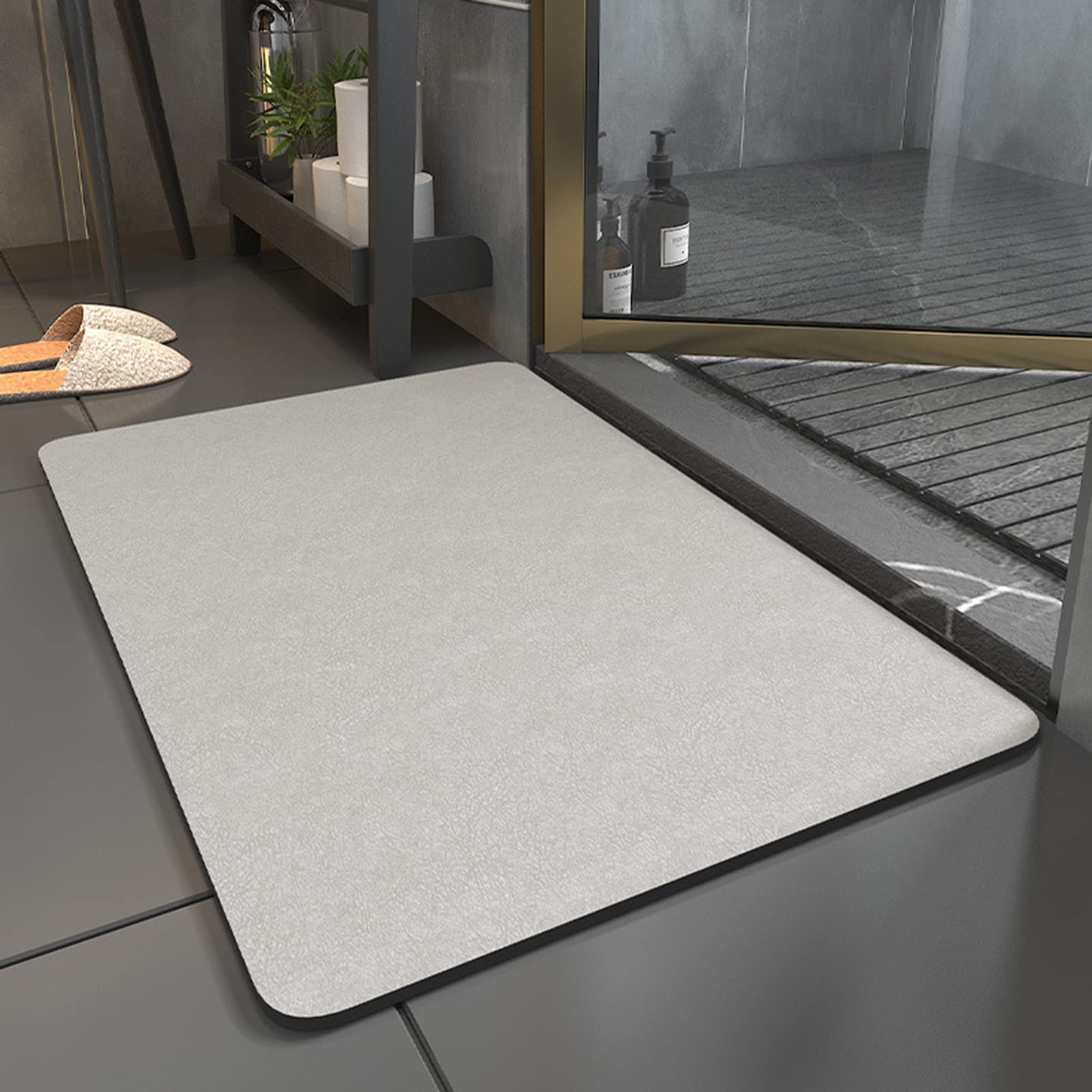 Alfombra de baño,Alfombra Baño Antideslizante,Alfombrilla de Baño Absorbente Diatomita Lavable a Máquina Alfombras 80x120cm Beige 2