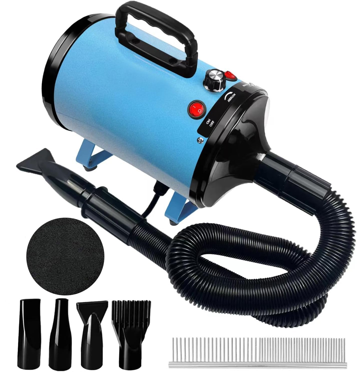 Dog Hair Dryer, 2800W High Velocity Professional Dog Grooming Dryer,Adjustable Temperature and Speed with 4 Different Nozzles — image 1