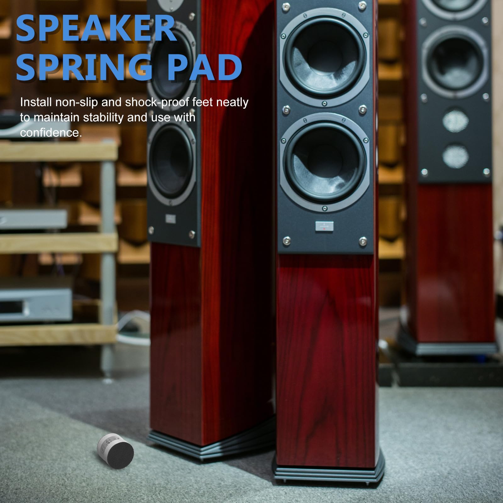 Ciieeo 4 Pezzi Cuscinetti a Molla per Altoparlanti Hifi Antiscivolo e Ammortizzanti in Lega di Alluminio e Gomma per Smart Speaker da Casa e Scrivania