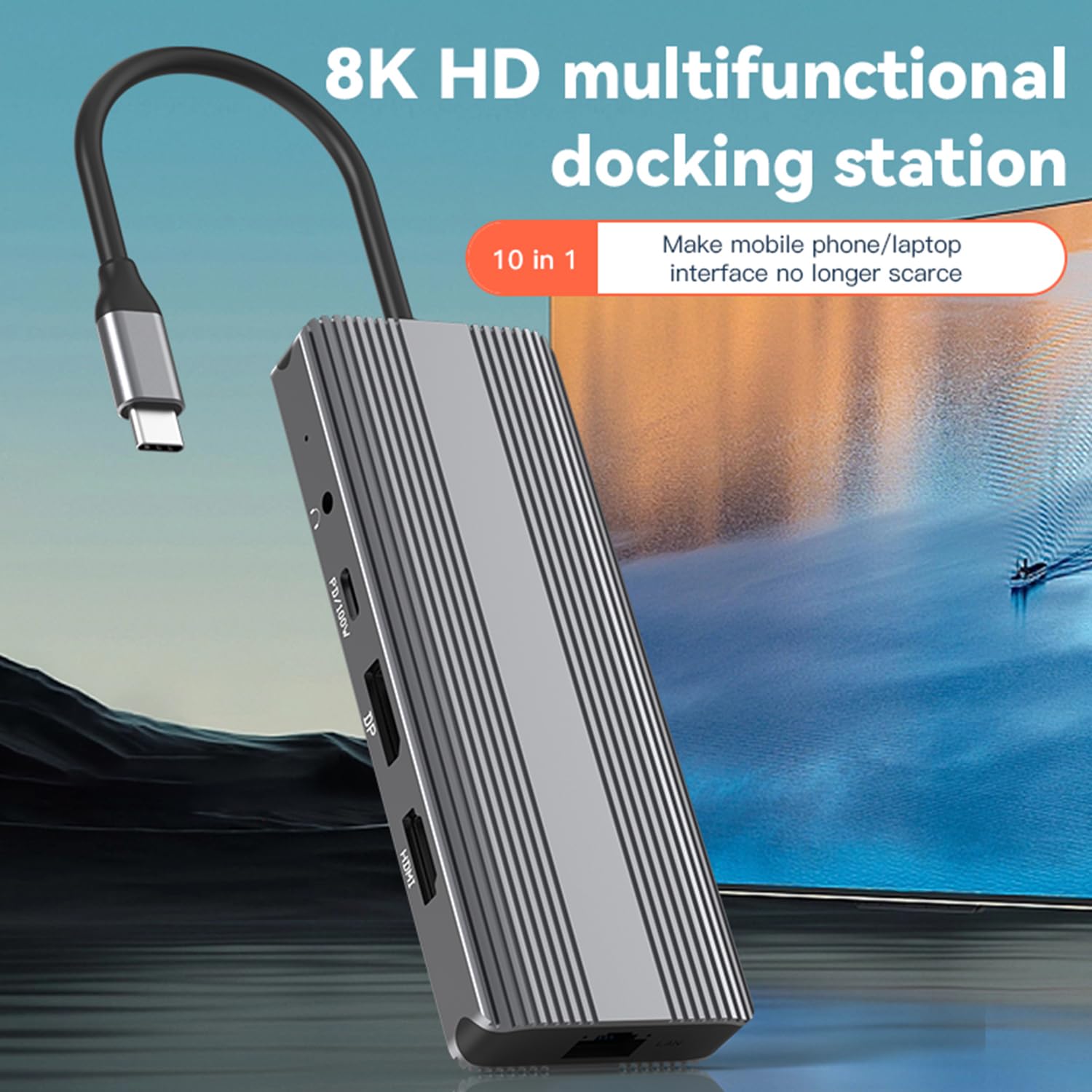 Docking station 8K, 10 in 1, docking station USB-C a doppio monitor per laptop, docking station multiporta USB C per MacBook (101HDP8k)