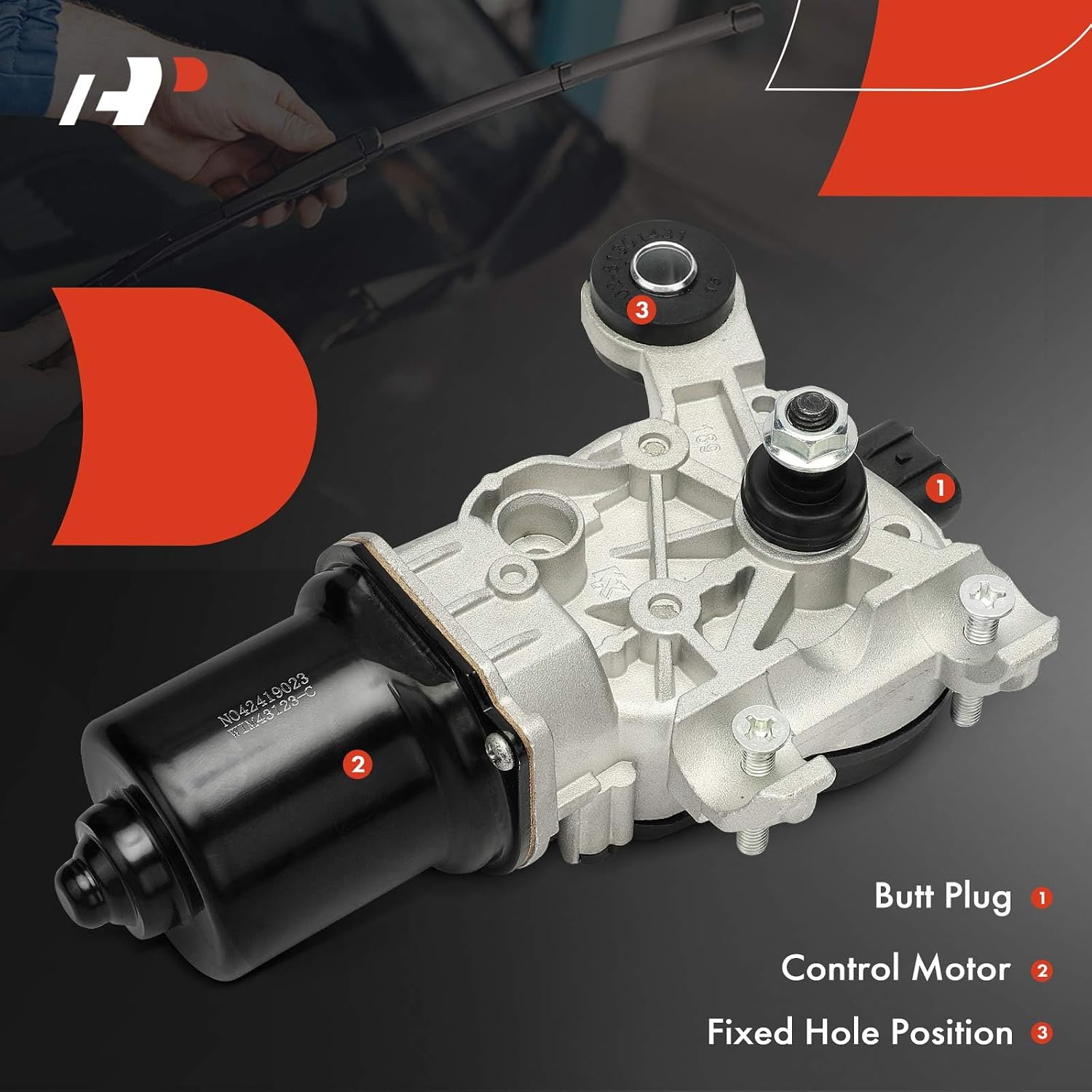 A-Premium Front Windshield Wiper Motor Compatible with Nissan Pathfinder 2013-2015 & Infiniti QX60 2014-2016, JX35 2013, 4-Pin