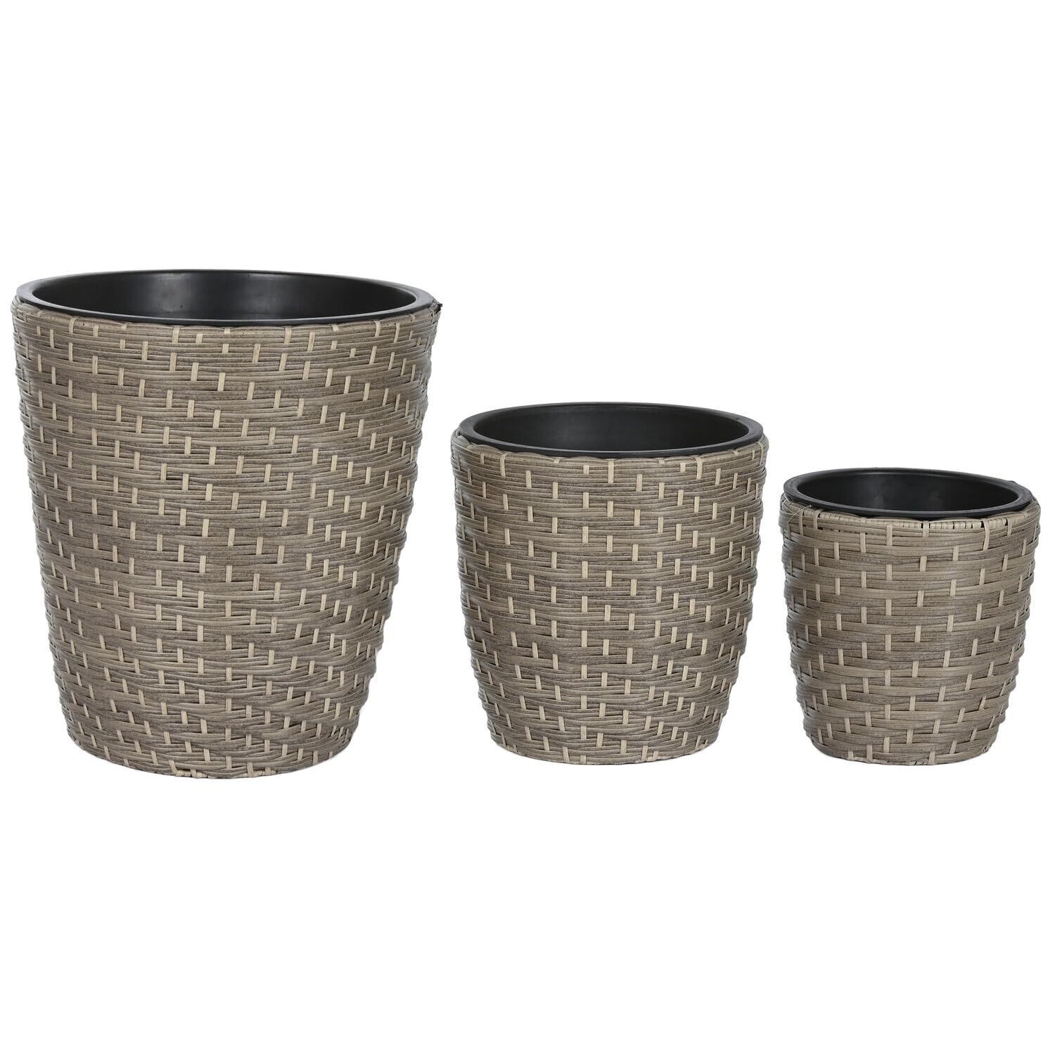 Macetero set 3 ratan sintético PP naturel 40x40x45 pour votre terrasse