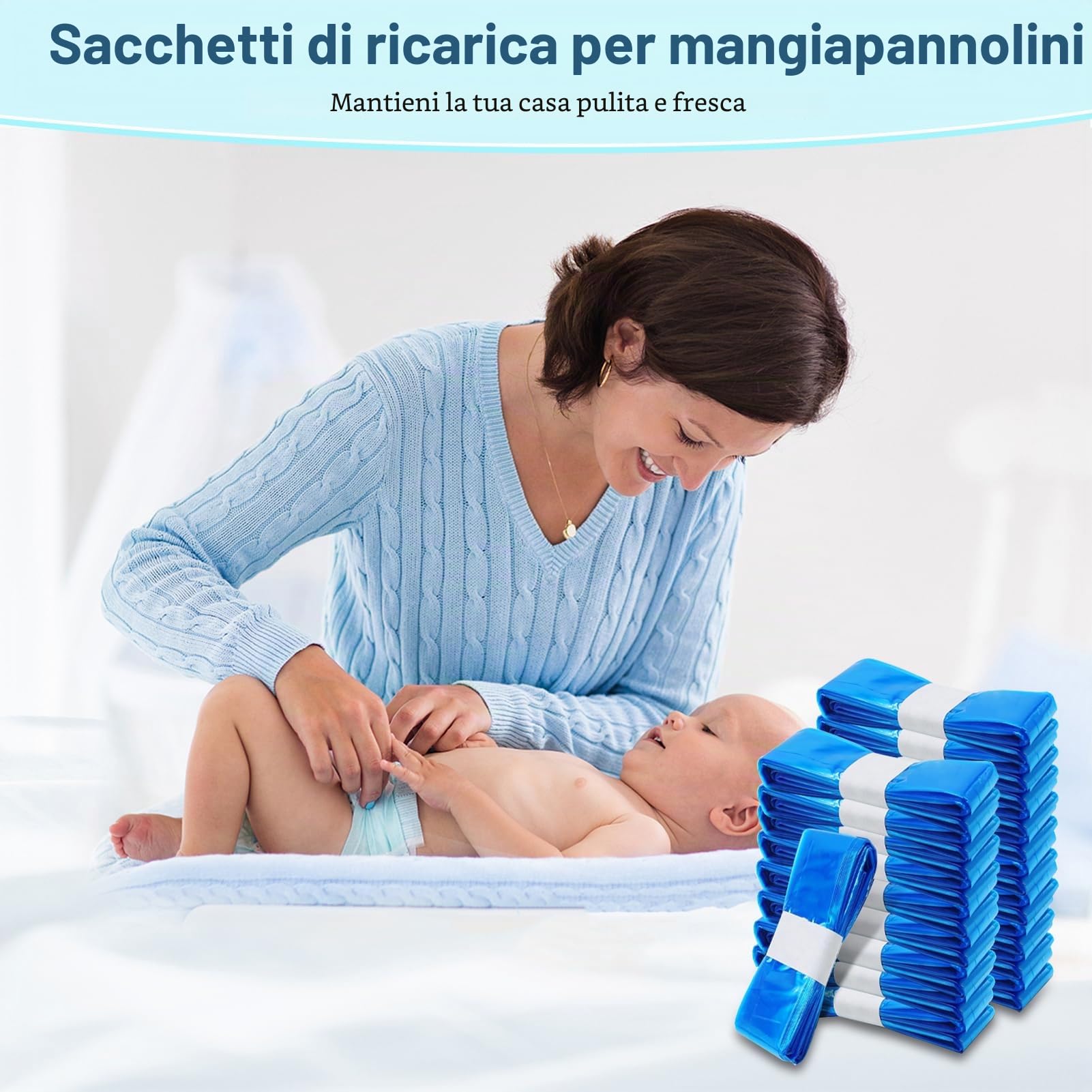 20 Pezzi Ricarica Mangiapannolinii, PARPAT 4,5m Sacchetti Mangiapannolini Antiodore Inodore Addensata Buste Ricarica Mangia Pannolini, Twist & Click