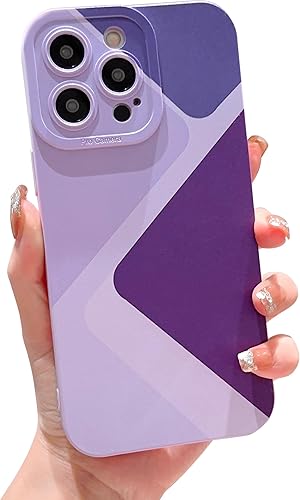 YKCZL Funda compatible con iPhone 14 Pro, bonito patrón de arte geométrico de color empalme para mujeres y niñas, TPU suave resistente al desgaste,