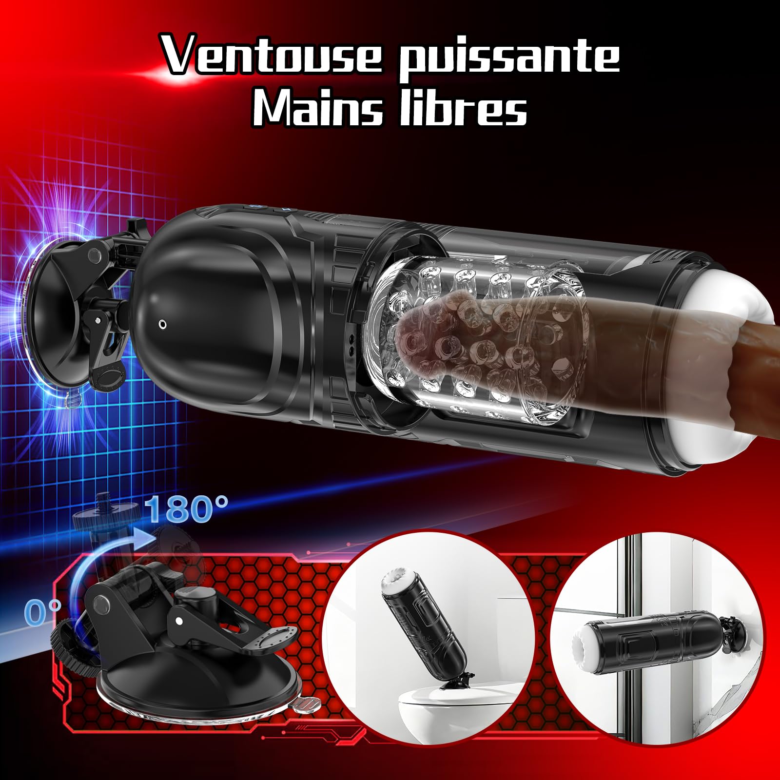 HIVEFUN Masturbâteur Homme Mains Libres, Sex Toys Masturbateurs Masculins Automatique avec Turbo en un Clic 7 Modes de Poussée et de Rotation
