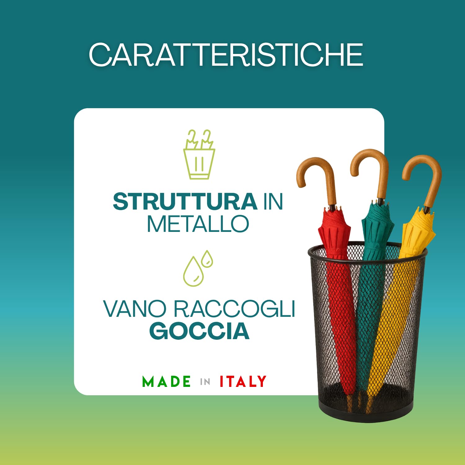 PALUPLUS Portaombrelli a Rete in metallo di color Nero, misura 26,5x26,5x51 cm, Cesta cilindrica per ombrelli con bordo e base rinforzati, Struttura resistente, per interni ed esterni -6091C -1,51