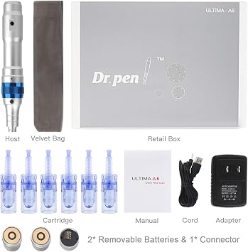 Dr. Pen Ultima A6 Profesyonel Microneedling Kalem Kablosuz Elektrikli Cilt Bakım Aletleri 6 Adet Kare Nano İğne Kartuşlu