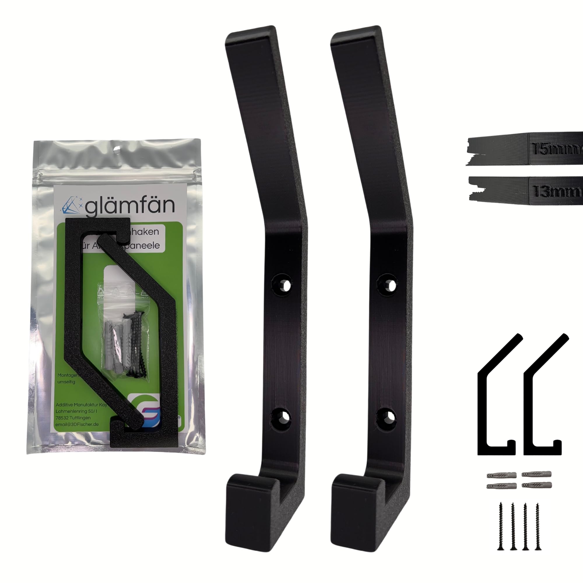 Wehhbtye Doppio Appendiabiti Regolabile Per Parete: 2 Ganci In Metallo, Larghezza 3,4-8,9 Cm, Per Pannelli - 2