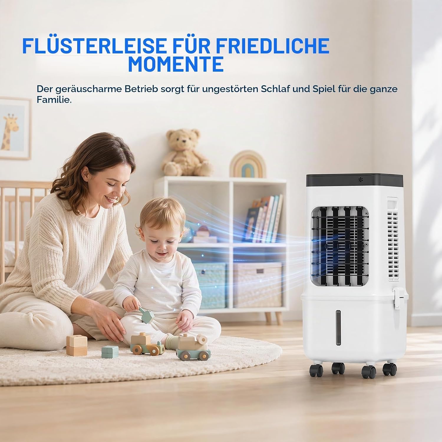 Verdunstungskühler 7,5L ohne Abluftschlauch, mobiler 4-in-1 Luftkühler