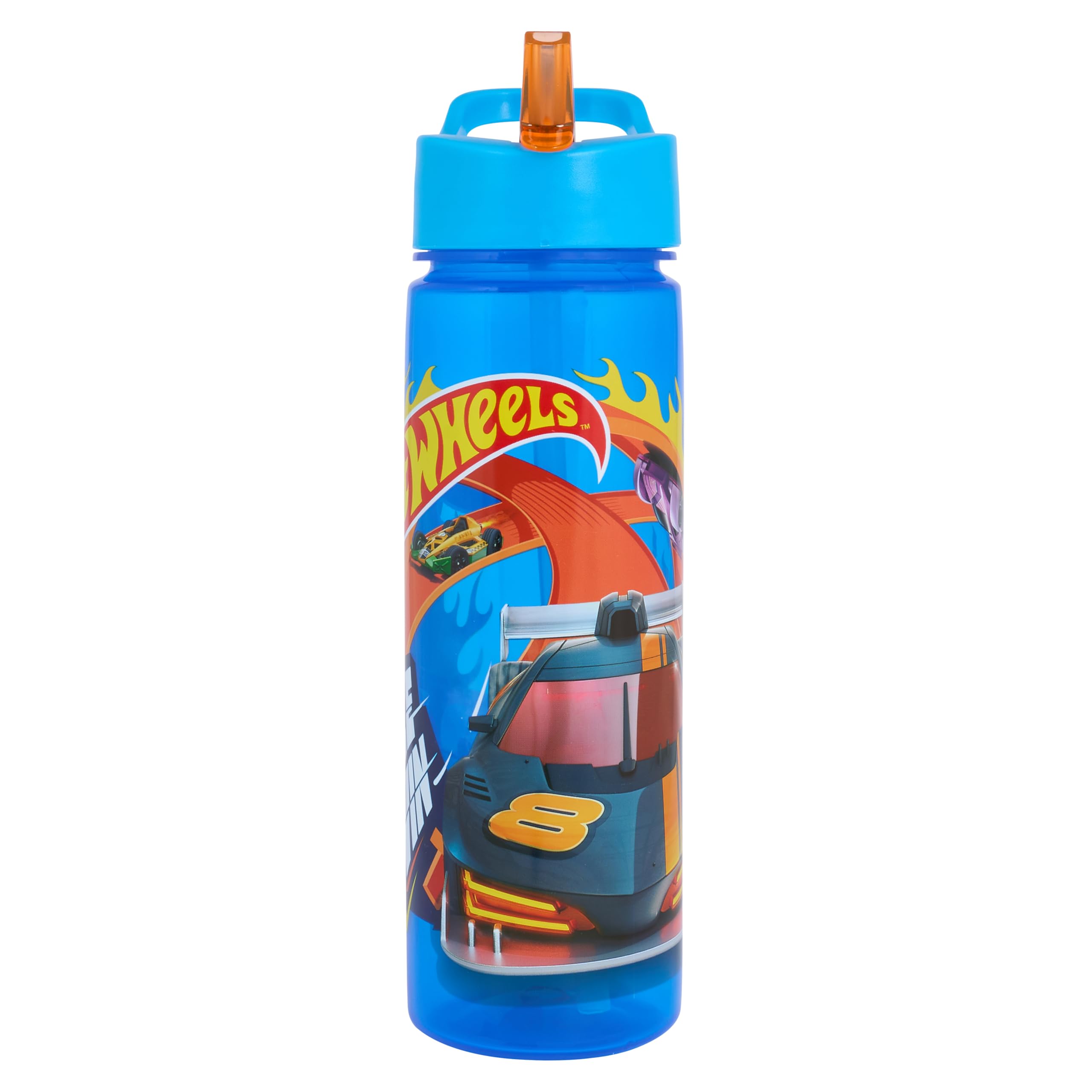 Hot Wheels Speed Water Bottle with Straw – Reusable Kids 600ml PP – Official Merchandise by Polar Gear – BPA Free & Recyclable Plastic