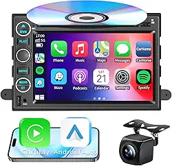 Rádio automotivo estéreo DVD AM FM Player para Ford F150/F250/F350 2004-2014 /Mustang 2005-2009/Edge 2007-2010 Explorer, tela sensível ao toque de 17.8 cm estéreo automotivo com CarPlay sem fio