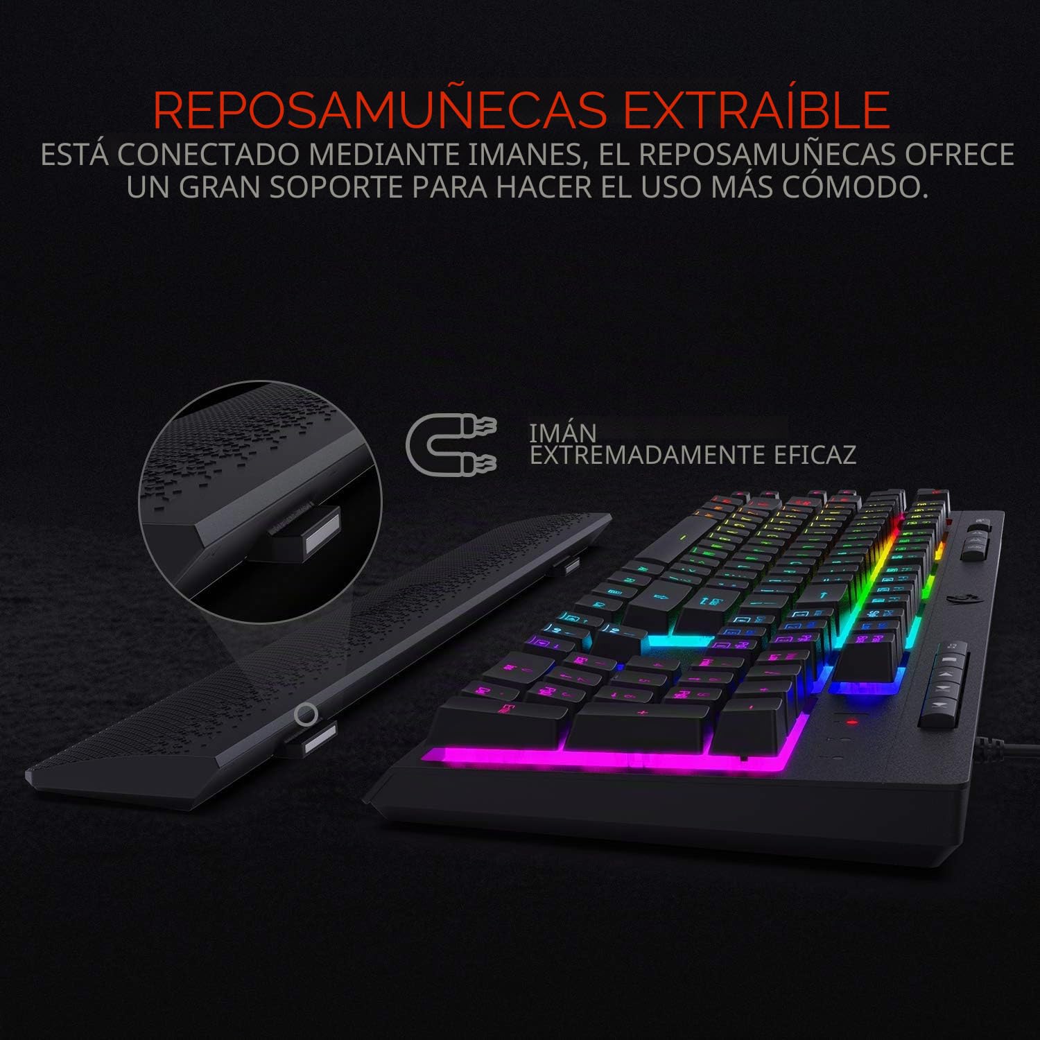 Redragon K512 RGB Teclado de Membrana retroiluminada para Juegos con Teclas Multimedia, Interruptor Lineal de sensación mecánica, 6 Teclas Macro adicionales a Bordo, US Layout