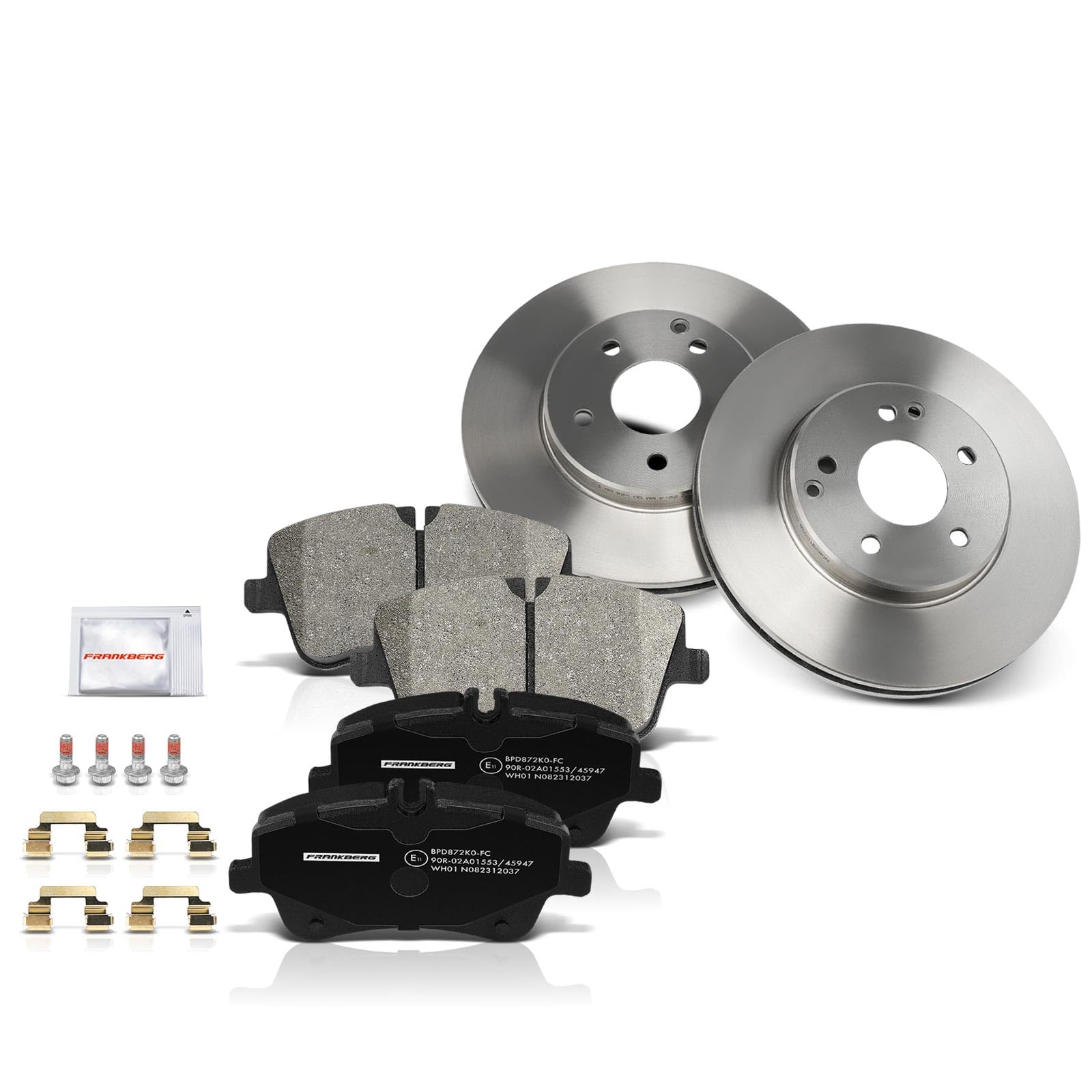 Frankberg 2 discos de freno 4 pastillas de freno | Compatible con: Clase C Modelo T S203, SLK R171, CLK Cabriolet A209, Clase CLC CL203, CLK C209, Coupé Clase C CL203