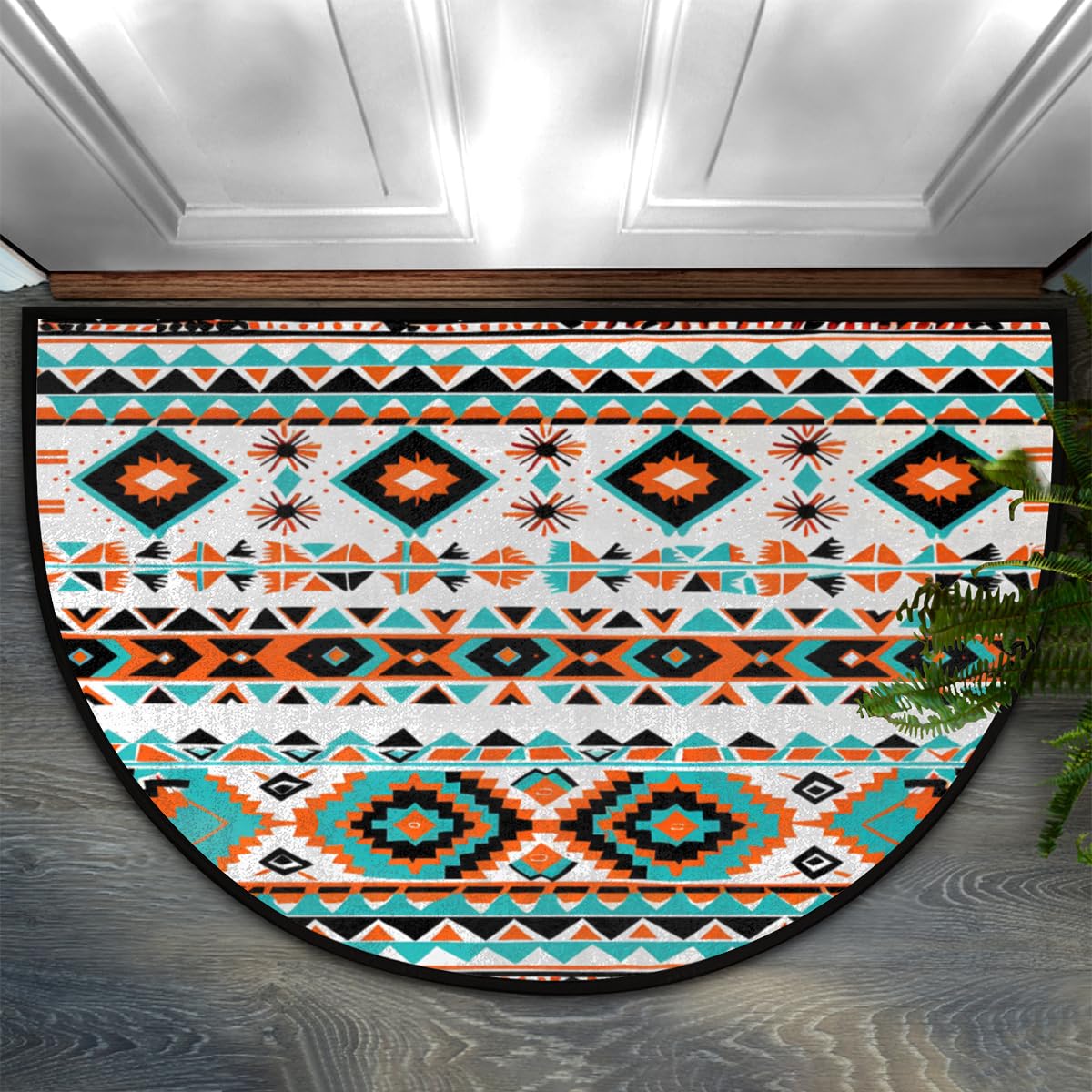 Paillasson semi-circulaire 61 x 91.4 cm lavable tapis aztèque cuisine