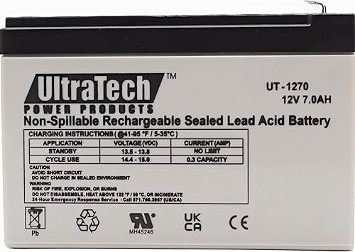 Miniatura 3 de UltraTech UT1270 / UT-1272-F1 12V 7 Ah Sealed Lead Acid Alarm Battery UT-1270 UT-1272-F1
