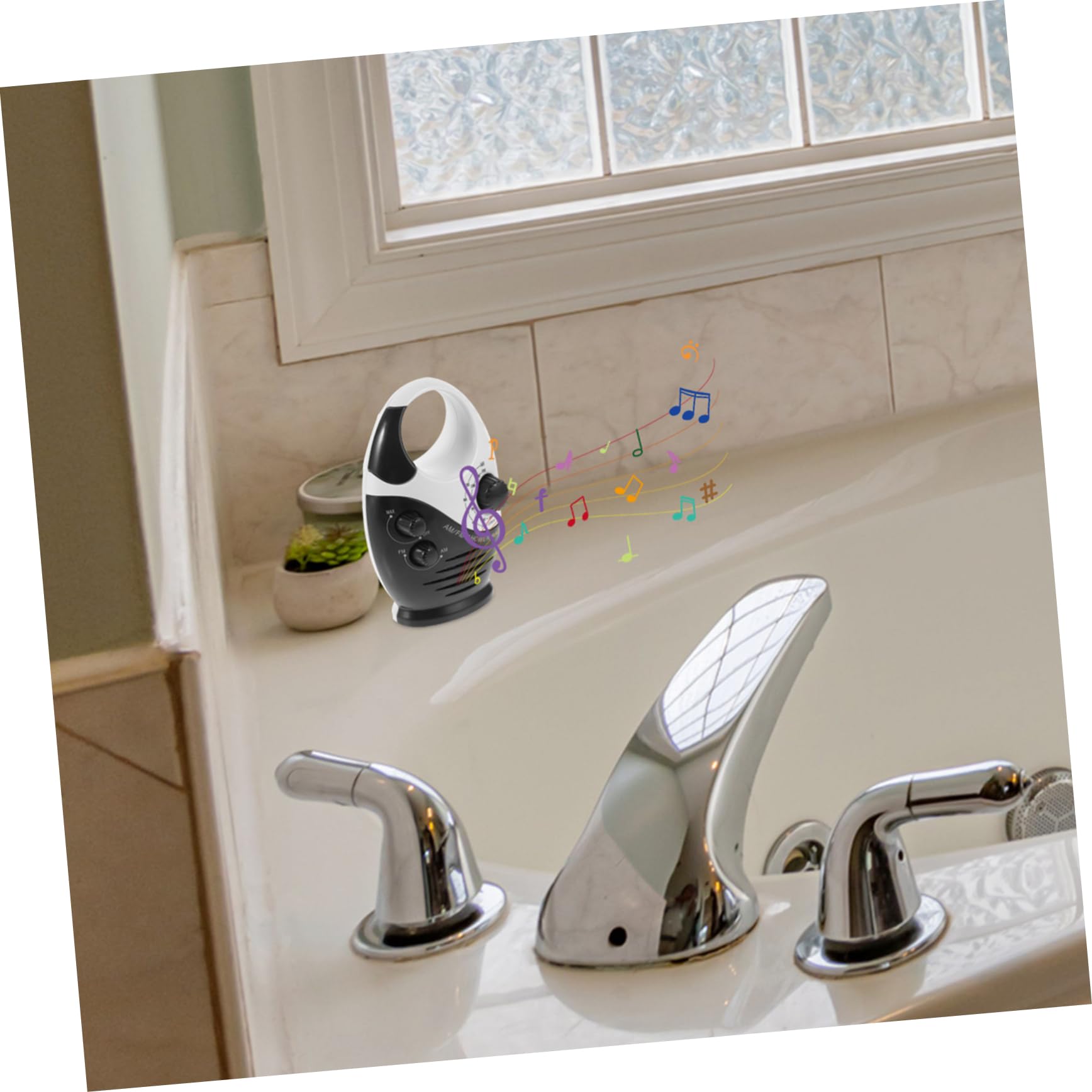 Uonlytech Wasserdichtes Duschradio Mit Tragbarem Lautsprecher Und Griff Kompaktes Mini Radio Für Badezimmer Dusche Und Outdoor Batteriebetriebenes Bad Radio Für Zuhause Und Büro