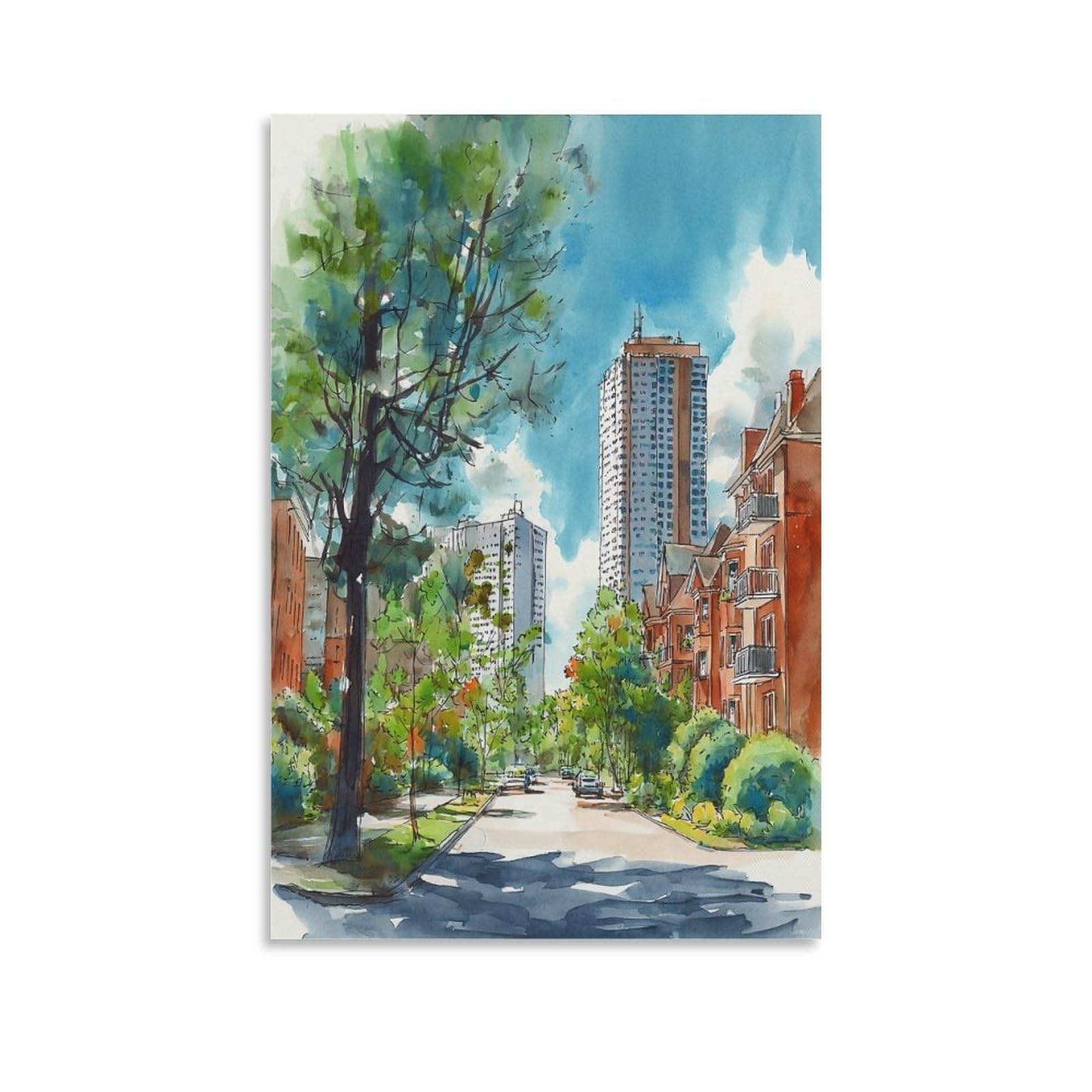 XWYMXZ New Orleans Watercolor 20x30inch(50x75cm) Vintage Travel Poster Watercolor Canvas Art