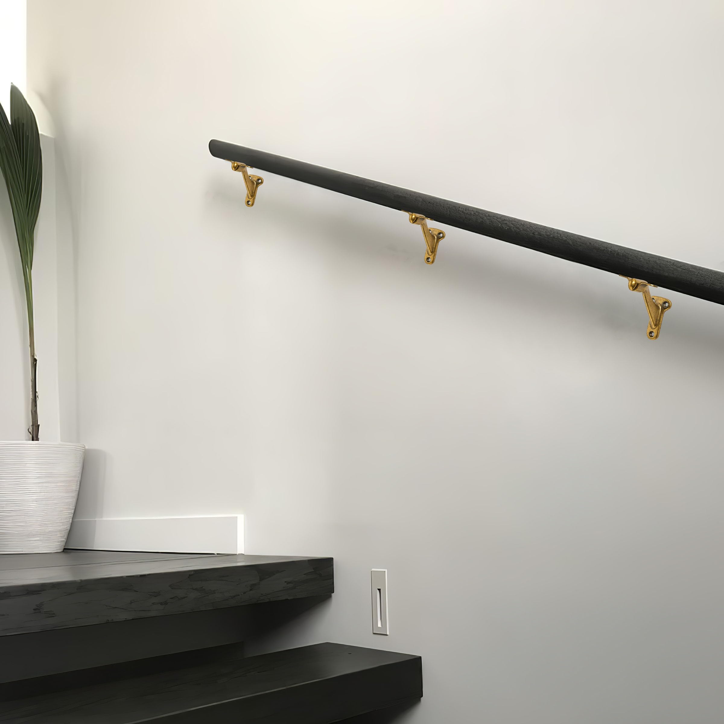 KHTUMEWARE-FS Antique English Brass Handrail Brackets 2-Pack in Antique English Brass — KHTUMEWARE