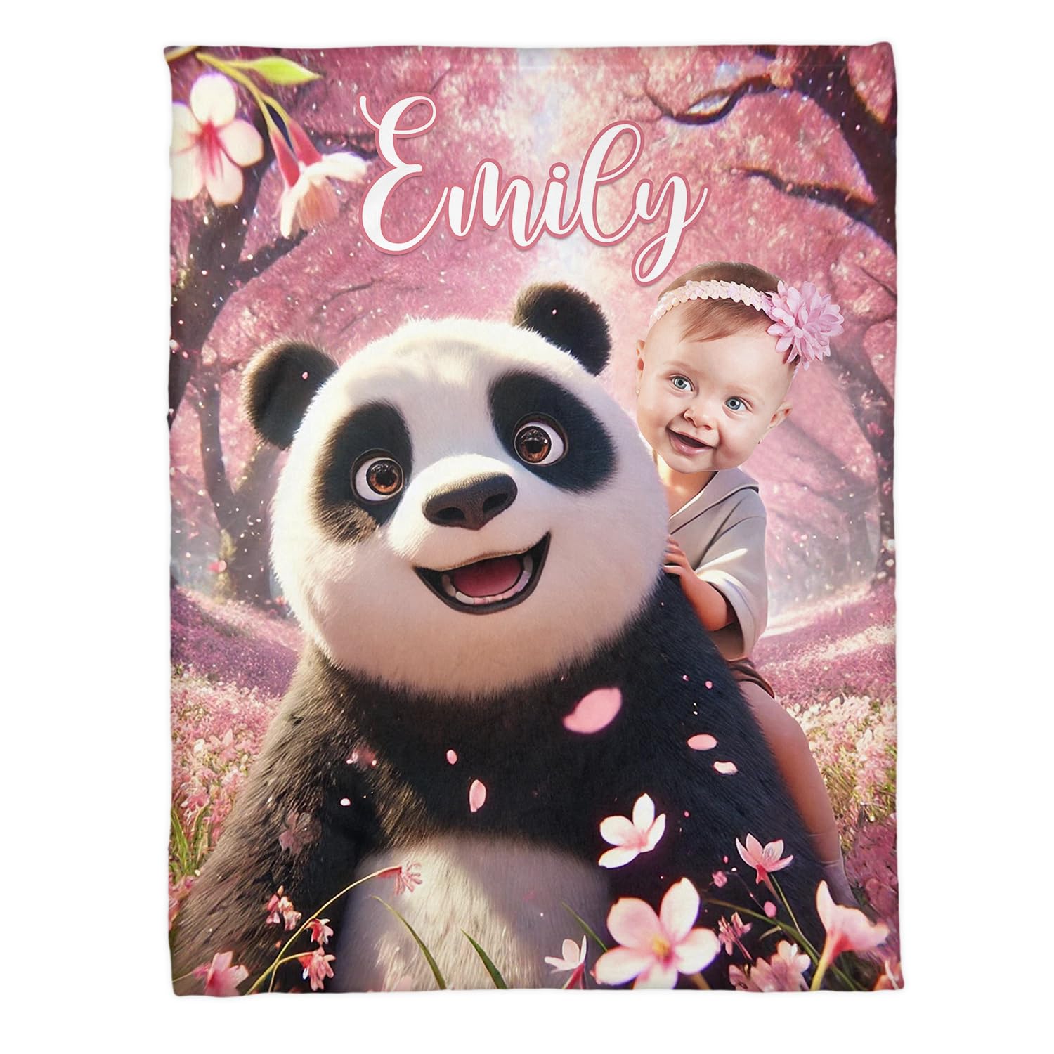 Zocoshi Personalized Panda Blanket for Girls – Custom Name & Funny Face Princess Blanket for Panda Lovers