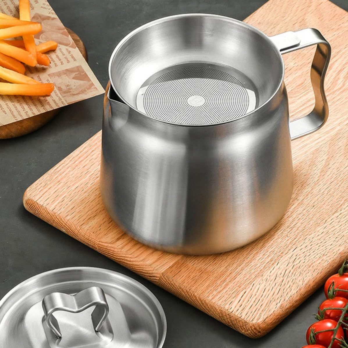 DOITOOL Colador de Filtro Aceite Inoxidable de Acero Cocina de 304 y Capacidad de 2l, Diseño Almacenamiento para Uso Doméstico
